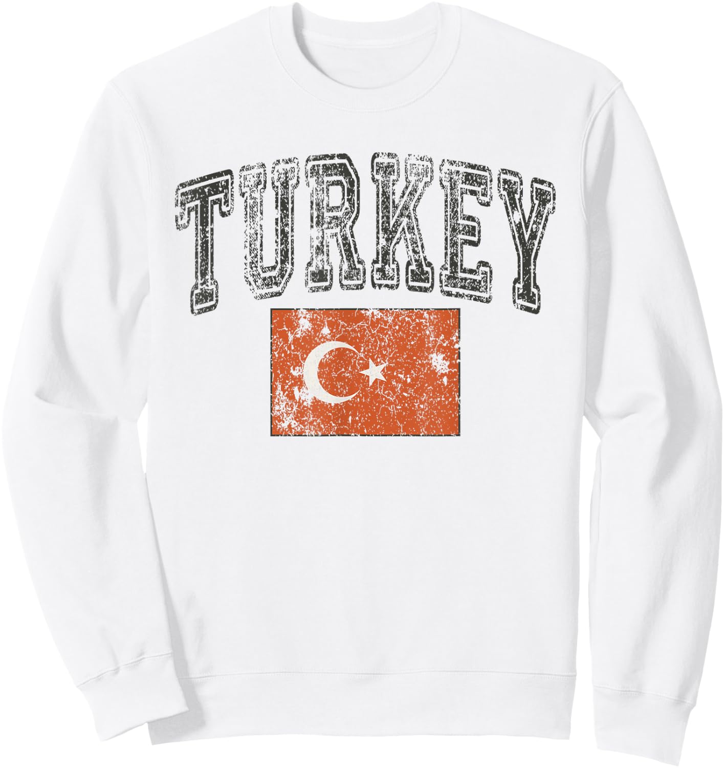 Vintage Retro Faded Turkey Flag Turkish Pride Sweatshirt - Sweatshirt | White