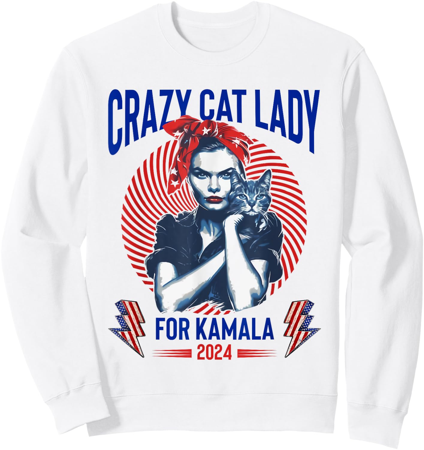 Crazy Cat Lady For Kamala 2024 Kamala Election 2024 Vote Sweatshirt - Sweatshirt | White