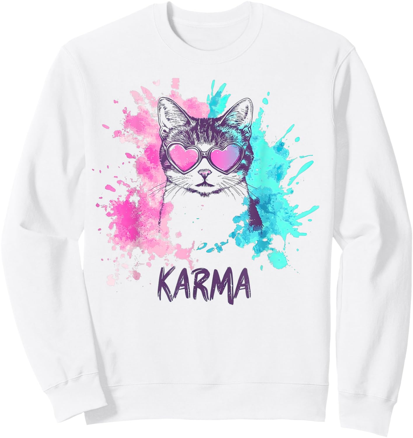 Vintage Cat Karma lovers For Teens Girls Women Men Sweatshirt - Sweatshirt | White