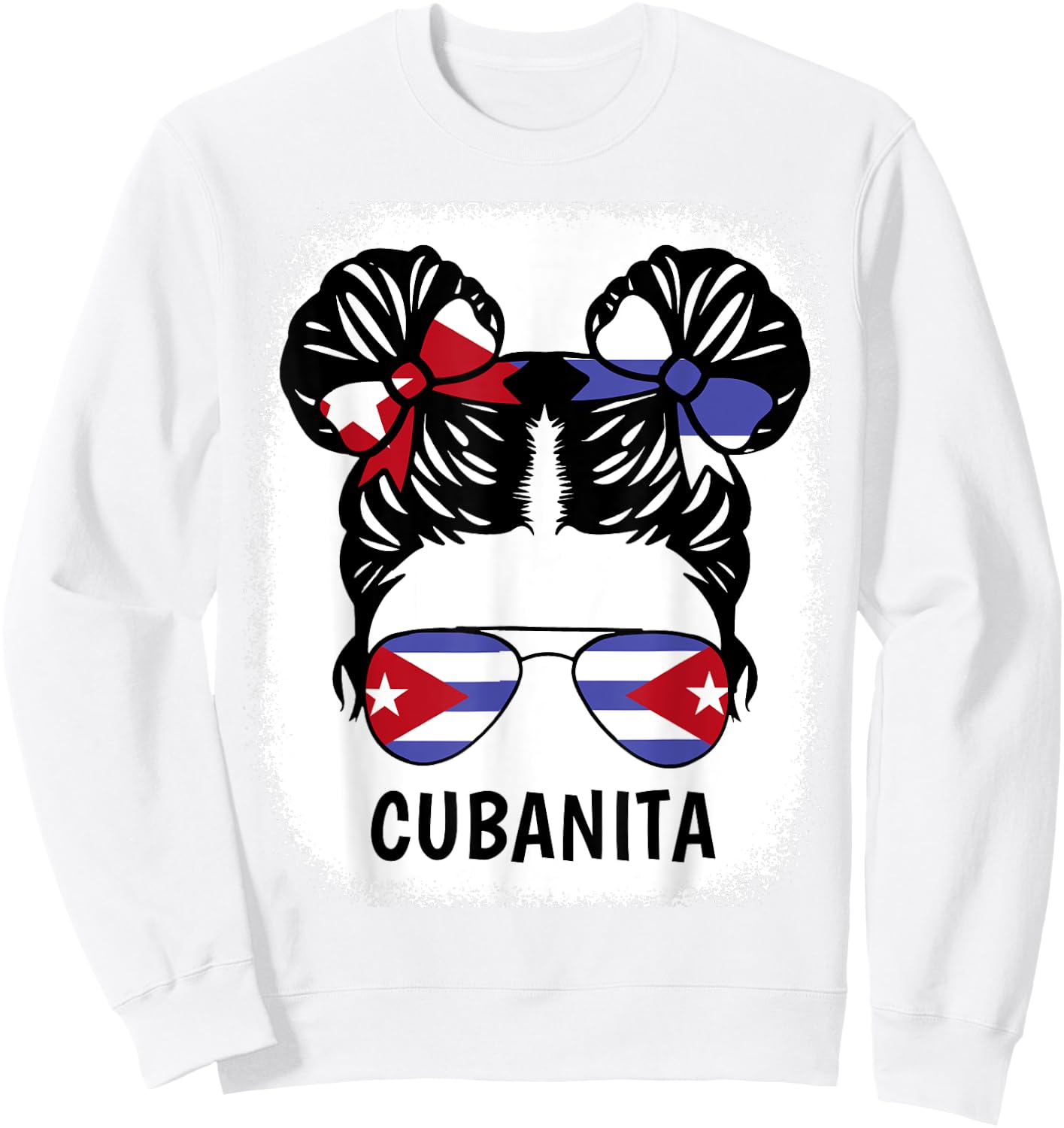 Cubanita Shirt Girl Cuba Flag Cuban Women Hispanic Heritage Sweatshirt - Sweatshirt | White