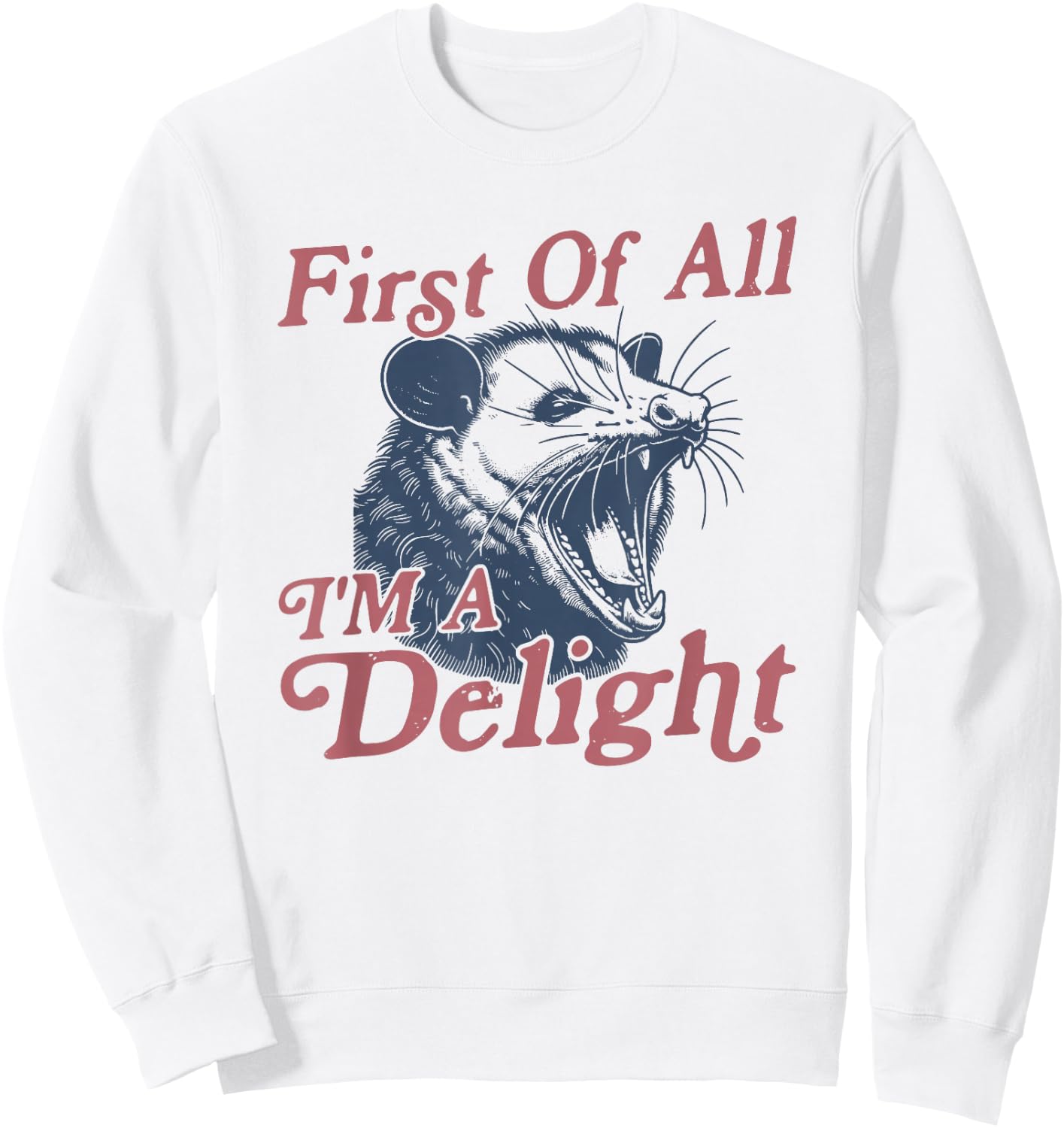First of All I'm a Delight Possum Sweatshirt - Sweatshirt | White