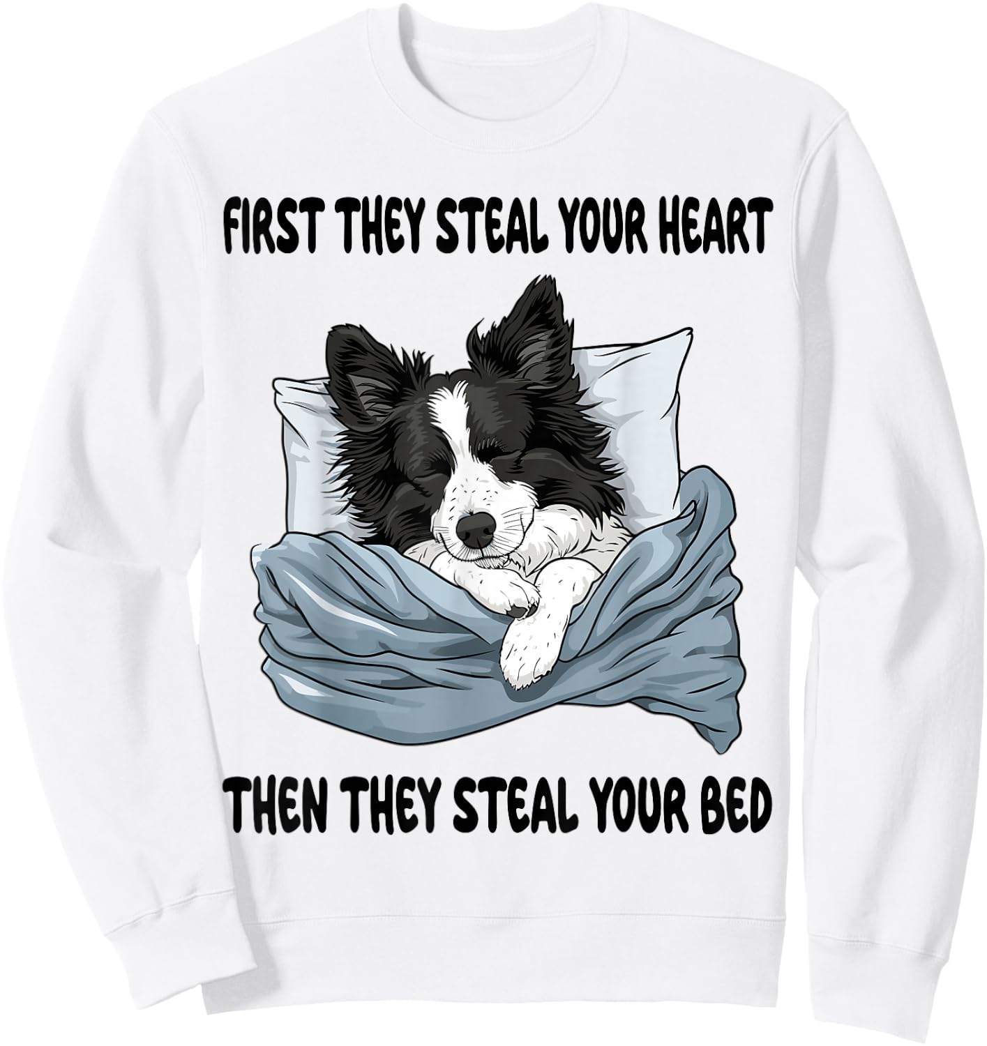 Border Collie Sleeping Pajamas Nightgown Sweatshirt - Sweatshirt | White