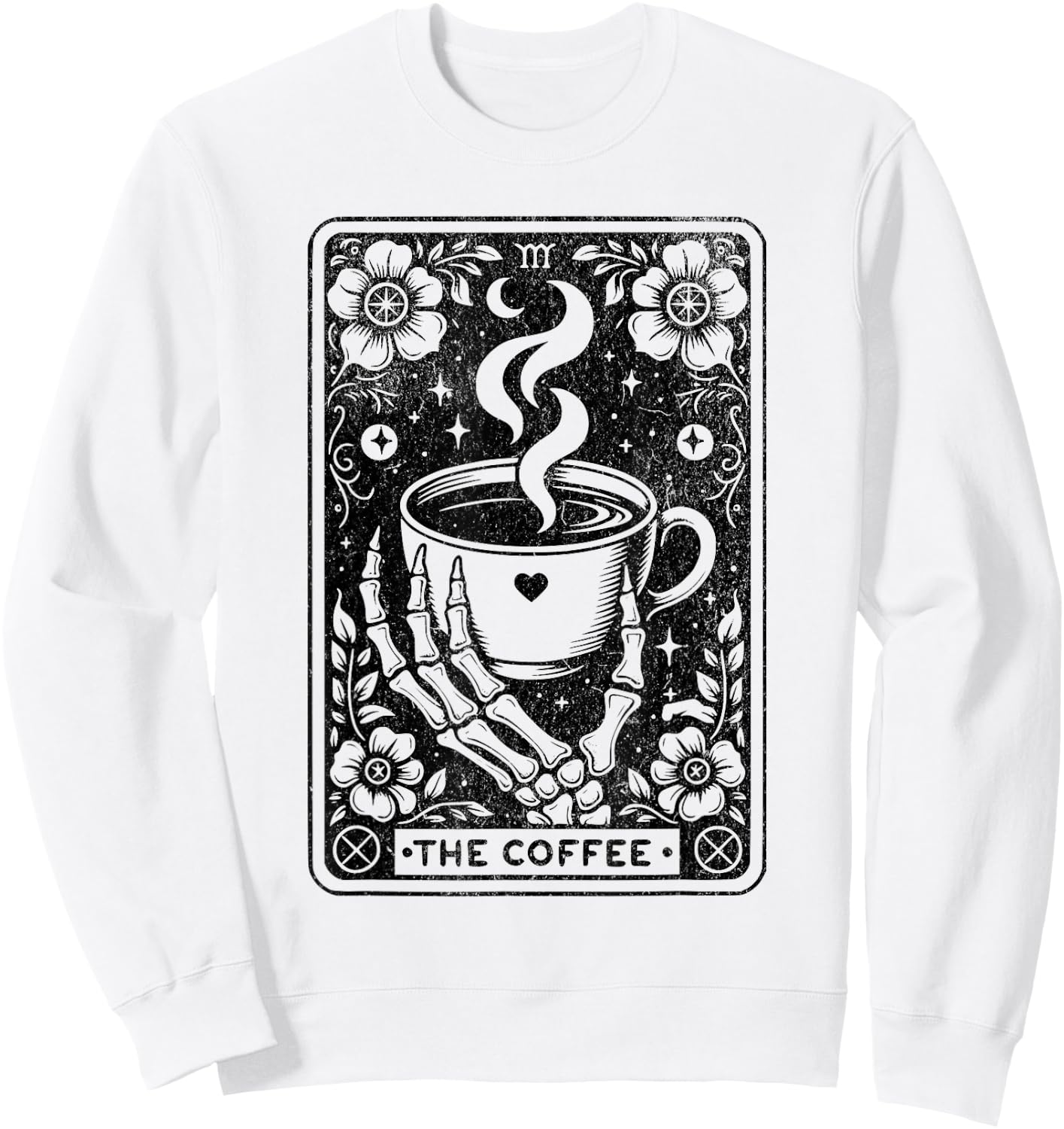 The Coffee Tarot Cards Skeleton Coffee Gifts Tarot Card Sweatshirt - Sweatshirt | White