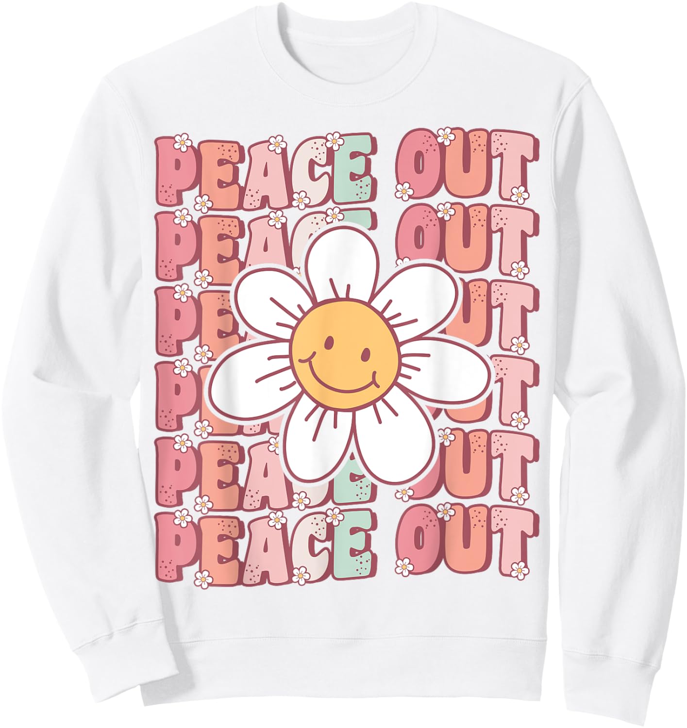 Peace Out Teacher Student Cute Groovy Last Day of School Men Women Kids Sweatshirt - Sweatshirt | White