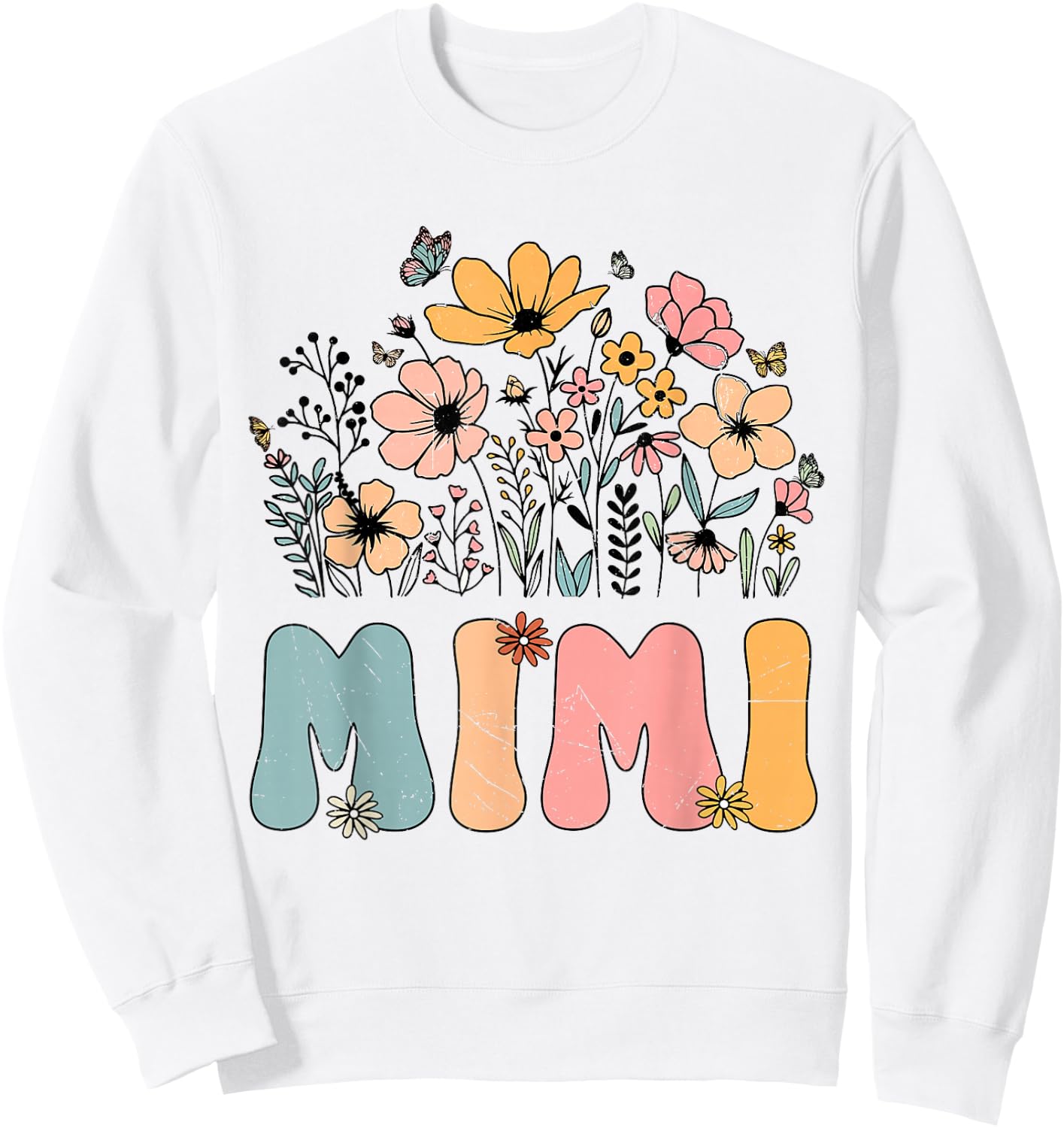 Wildflower Mimi Life Grandma Grandmother Announcement Sweatshirt - Sweatshirt | White