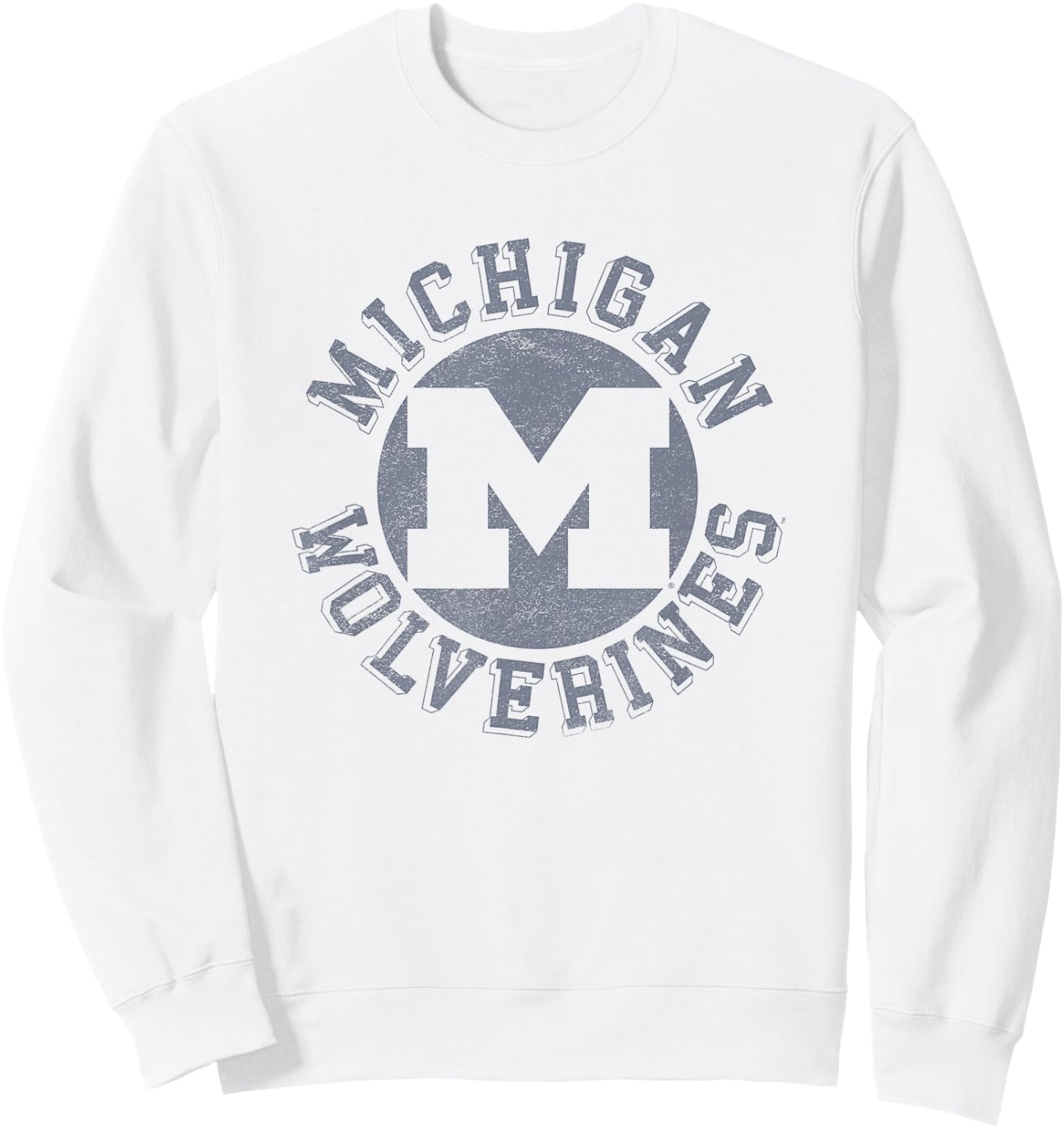University of Michigan Wolverines U of M Classic Retro Stamp Sweatshirt - Sweatshirt | White