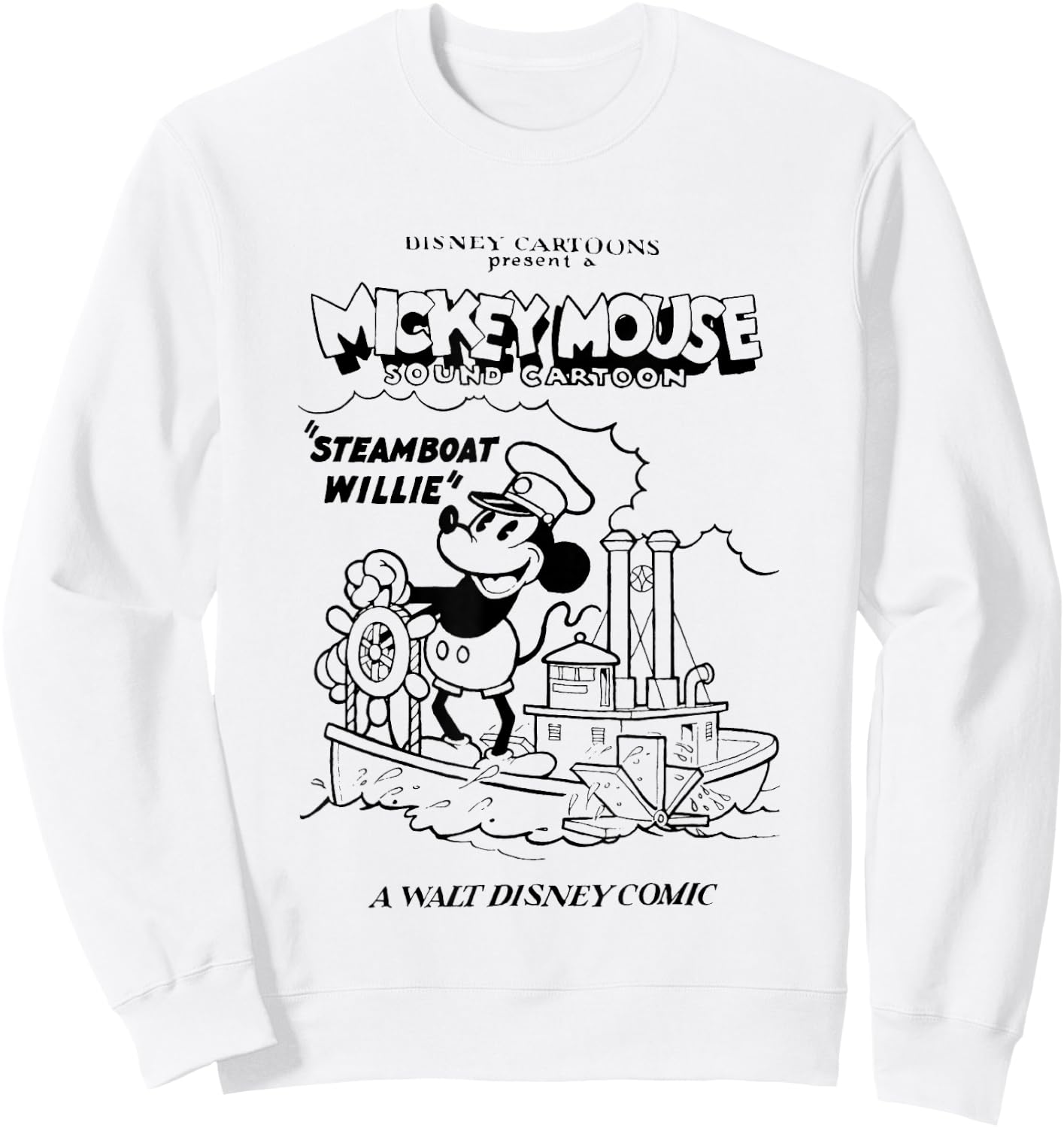 Disney Steamboat Willie A Walt Disney Comic Vintage Poster Sweatshirt - Sweatshirt | White
