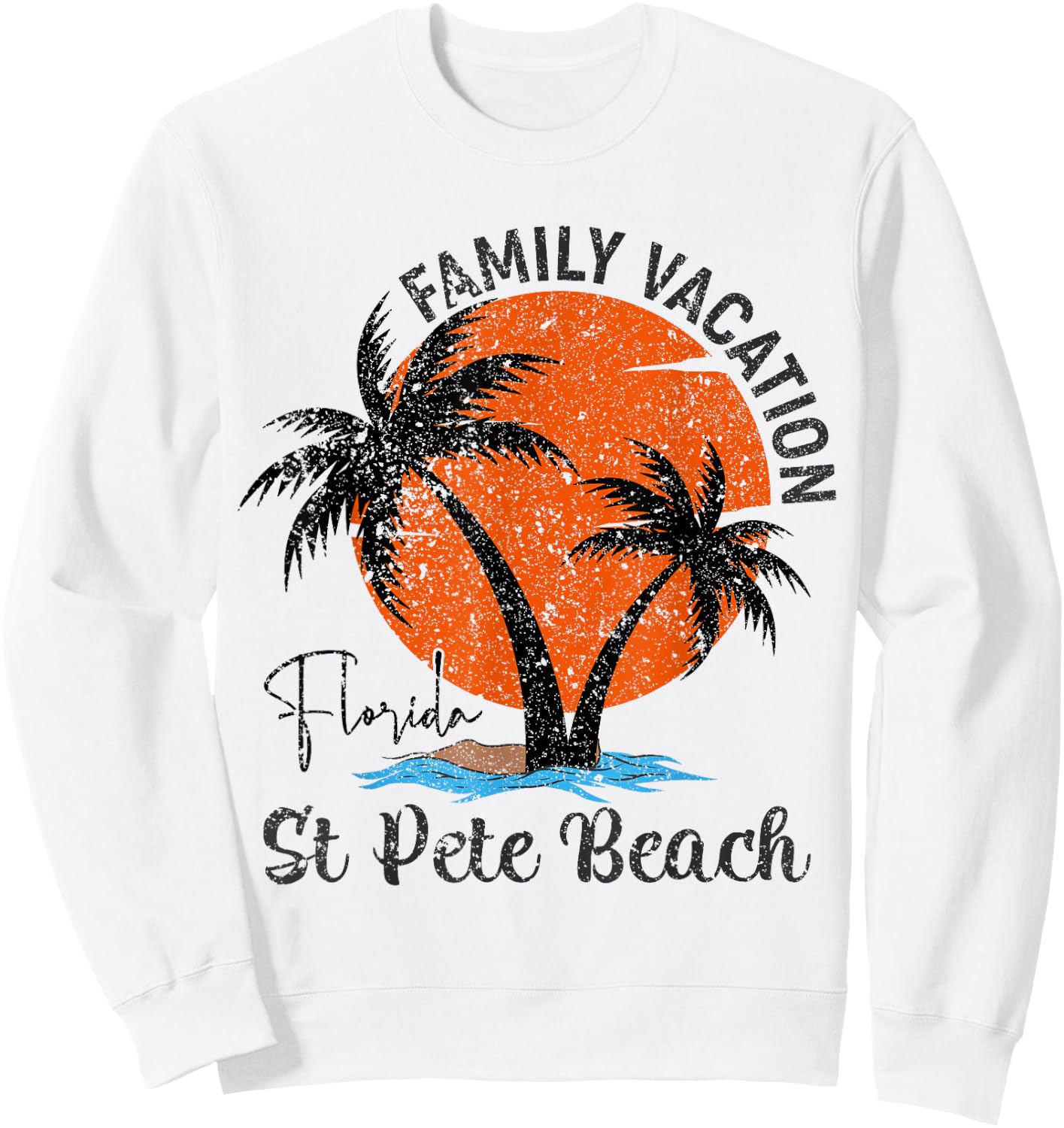 Vintage St Pete Florida Beach Palm Tree Family Vacation Men Women Kids Sweatshirt - Sweatshirt | White