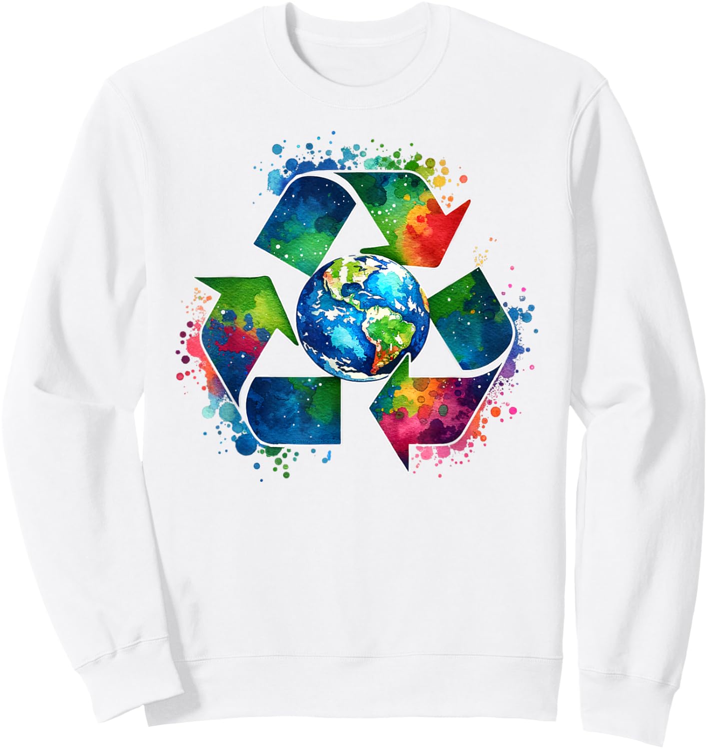 Recycle Symbol with Earth Supporting Earth Day Every Day Sweatshirt - Sweatshirt | White