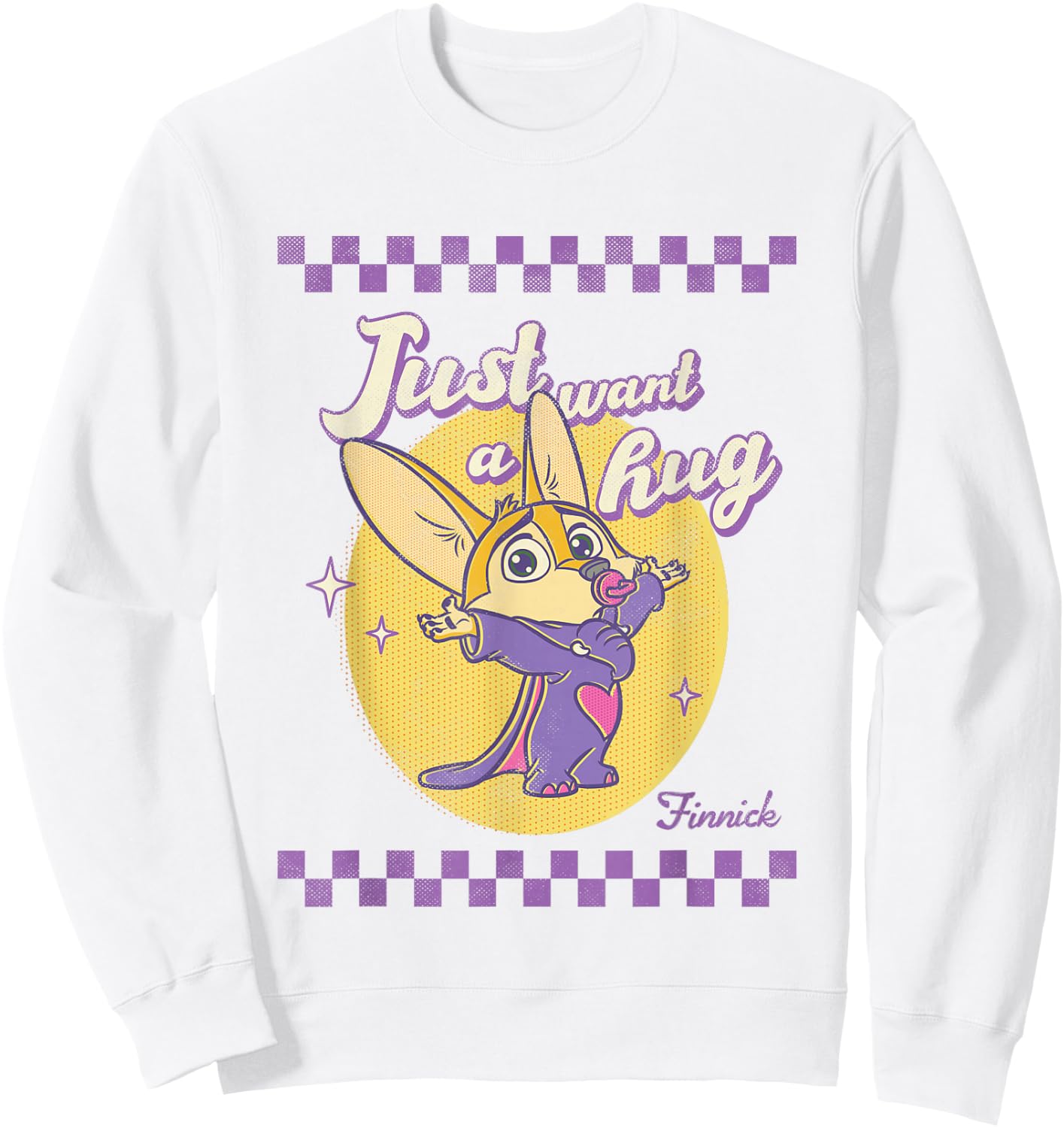 Disney Zootopia Finnick Just Want A Hug Chest Retro Poster Sweatshirt - Sweatshirt | White
