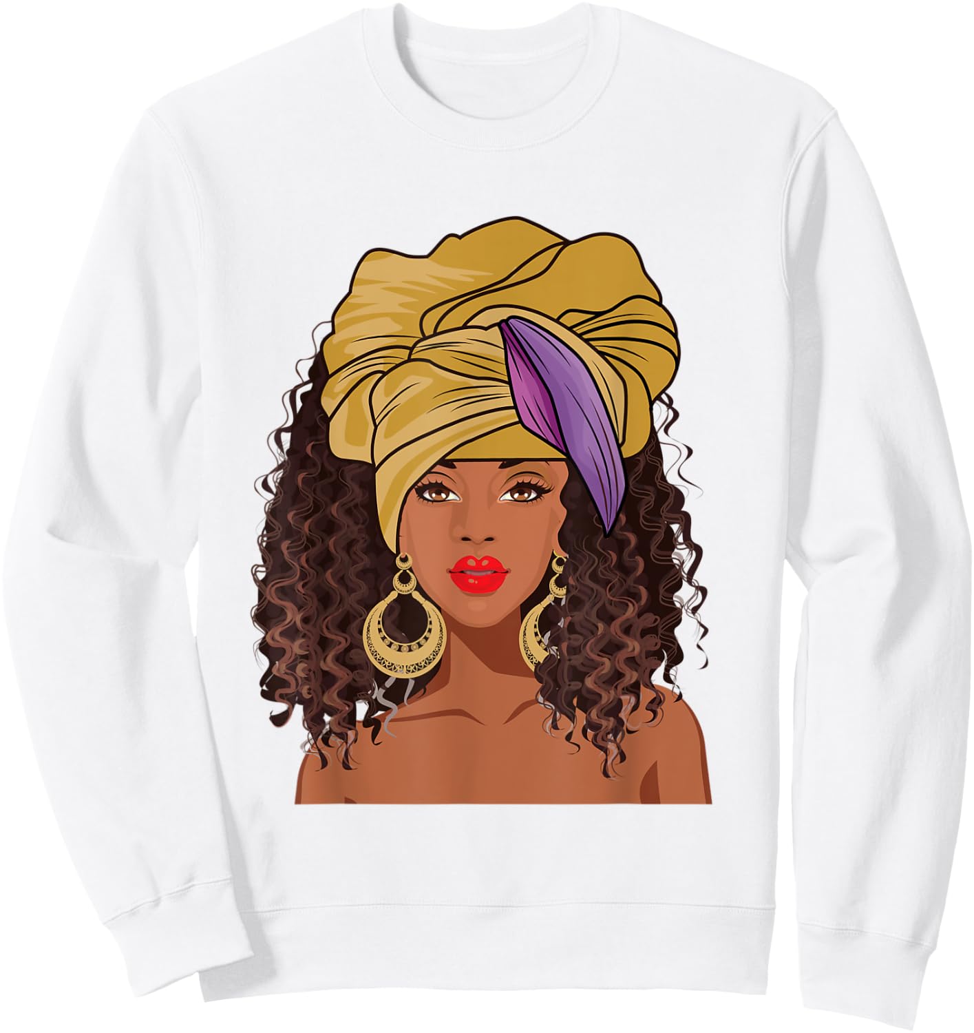 Black History Month African American apparel Afro Hair face Sweatshirt - Sweatshirt | White