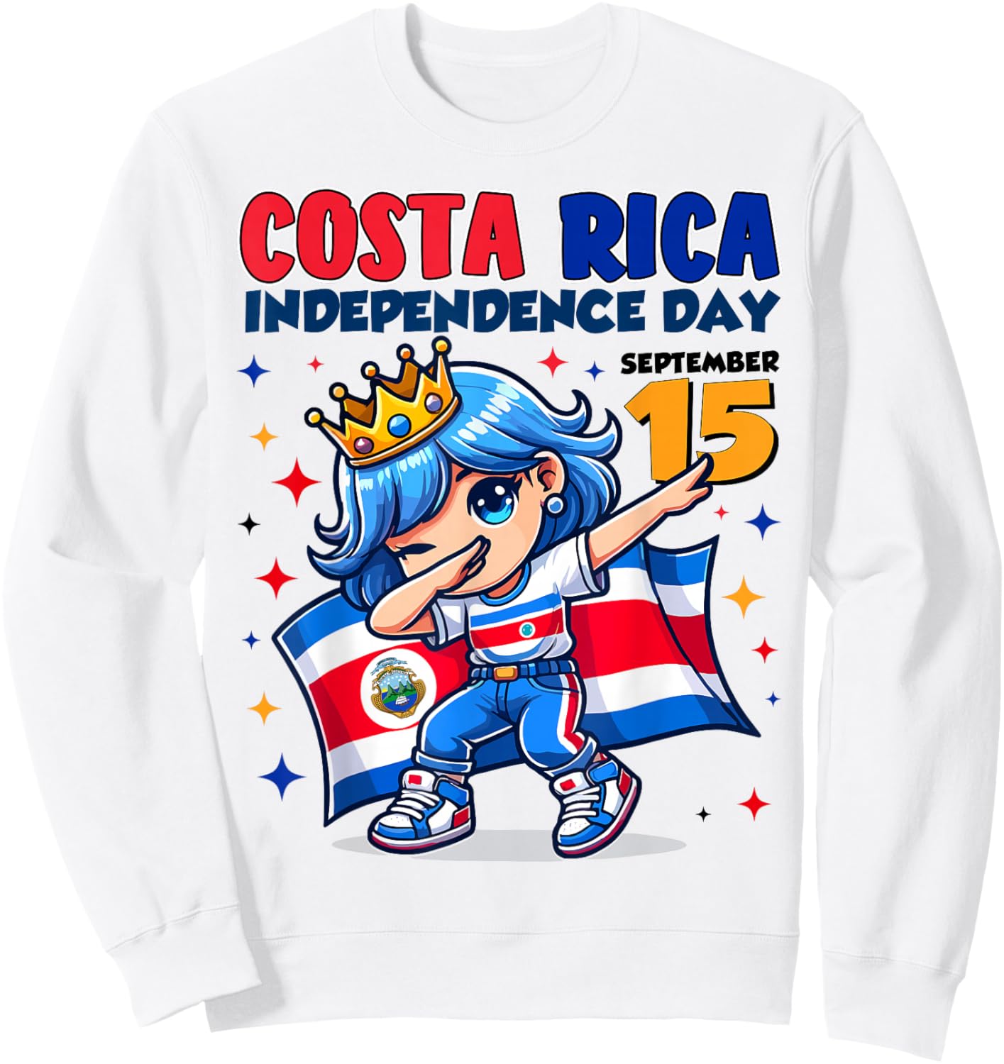 Costa Rica Independence Day September 15 Celebration girls Sweatshirt - Sweatshirt | White