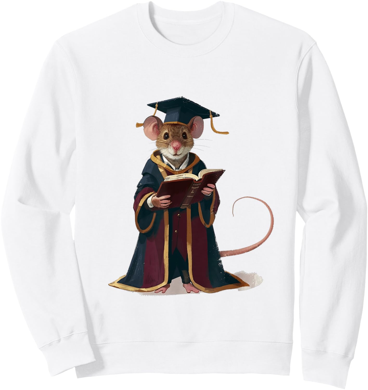 Cute Mouse Reading Book Graduation Gift Sweatshirt - Sweatshirt | White