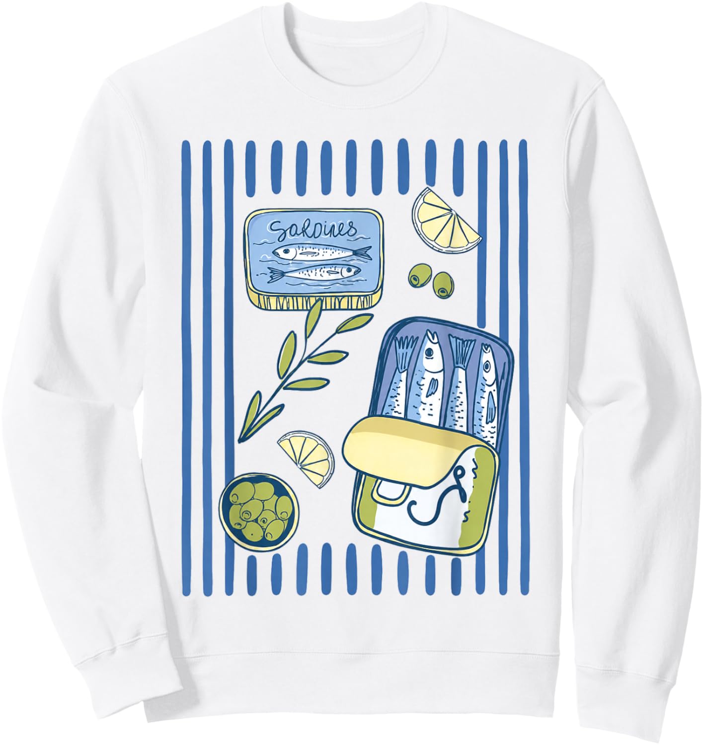 Retro Graphic Fish Sardines Tinned Summer Women Kid Sweatshirt - Sweatshirt | White