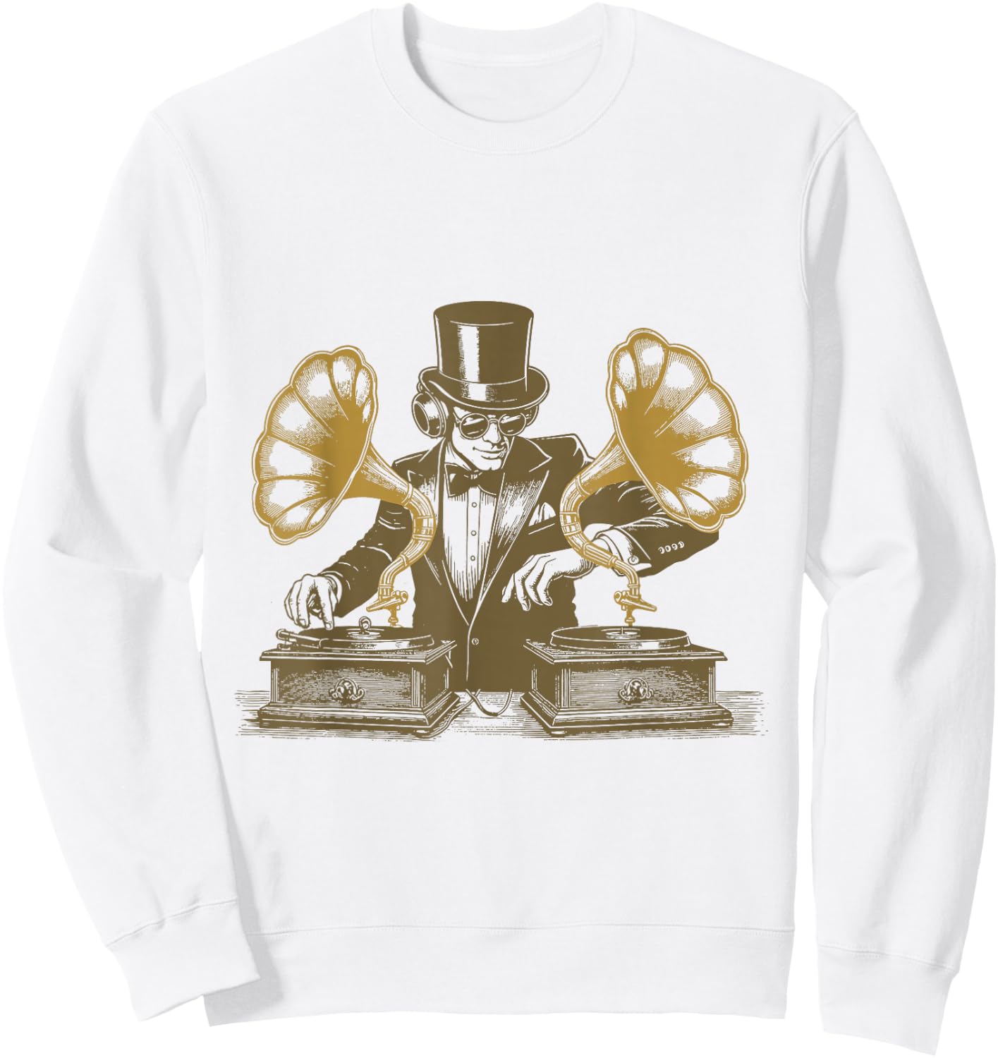 Gramophone Vinyl DJ Shirt Retro Vintage DJ - Drop The Beat Sweatshirt - Sweatshirt | White