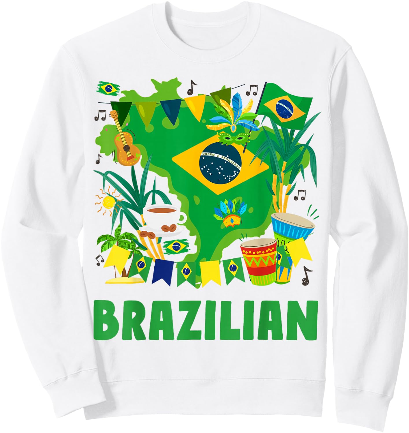 Brazil Flag Outfit Idea For Kids Brasil & Brazilian Flag Sweatshirt - Sweatshirt | White