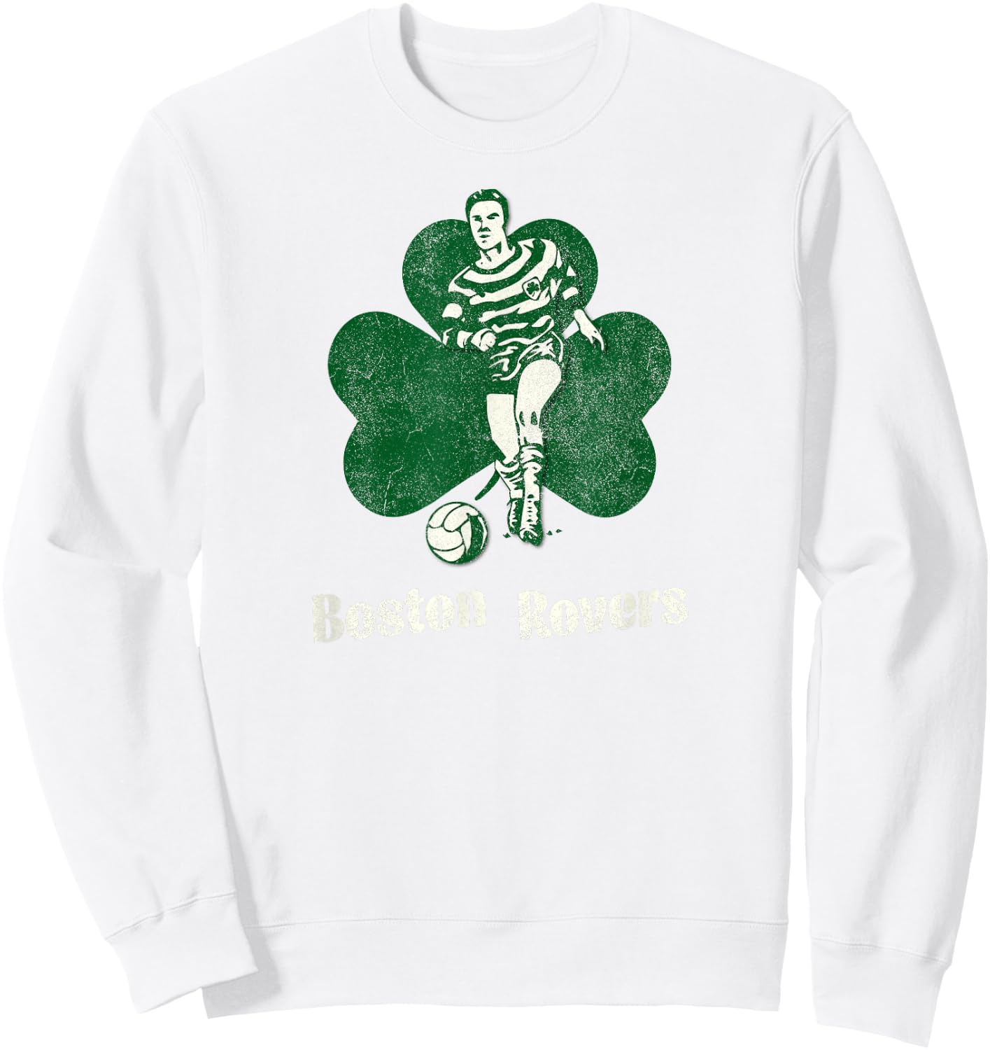 Boston Rovers Vintage Soccer League Shamrock Irish Futbol Sweatshirt - Sweatshirt | White