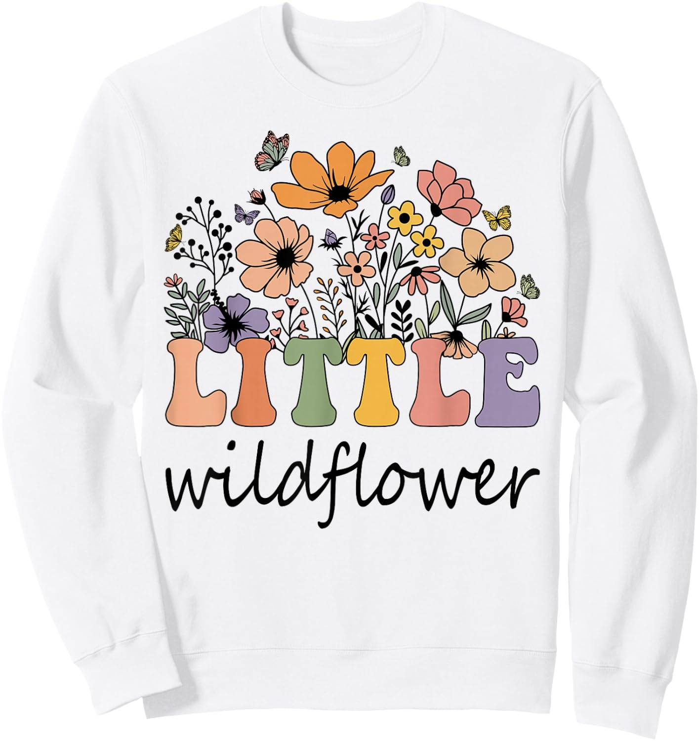 Little Wildflower Women Flower Birthday Family Matching Sweatshirt - Sweatshirt | White