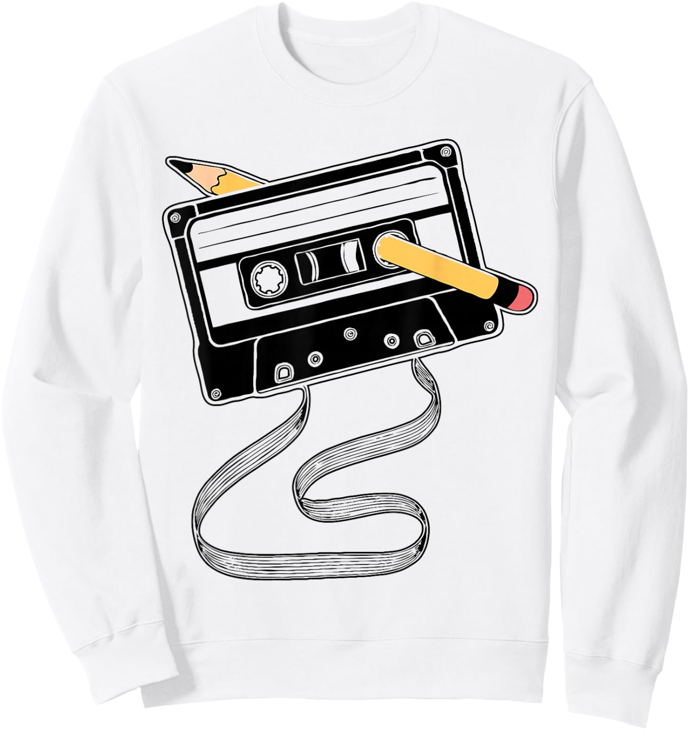 I'm This Old Cassette Tape Pencil Sweatshirt - Sweatshirt | White