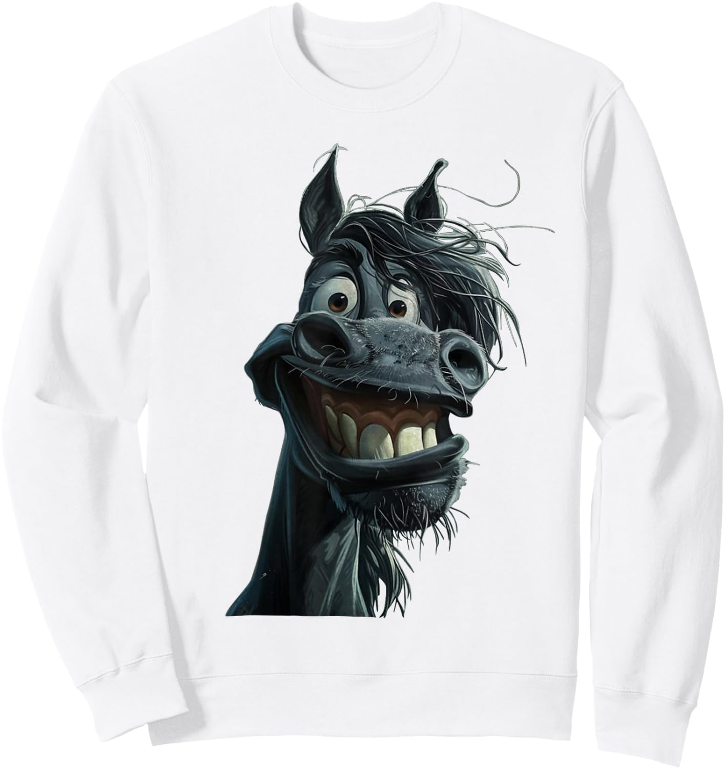 Peach-bruh Dark - Black Funny Horse Art Cute Crazy Horse Sweatshirt - Sweatshirt | White