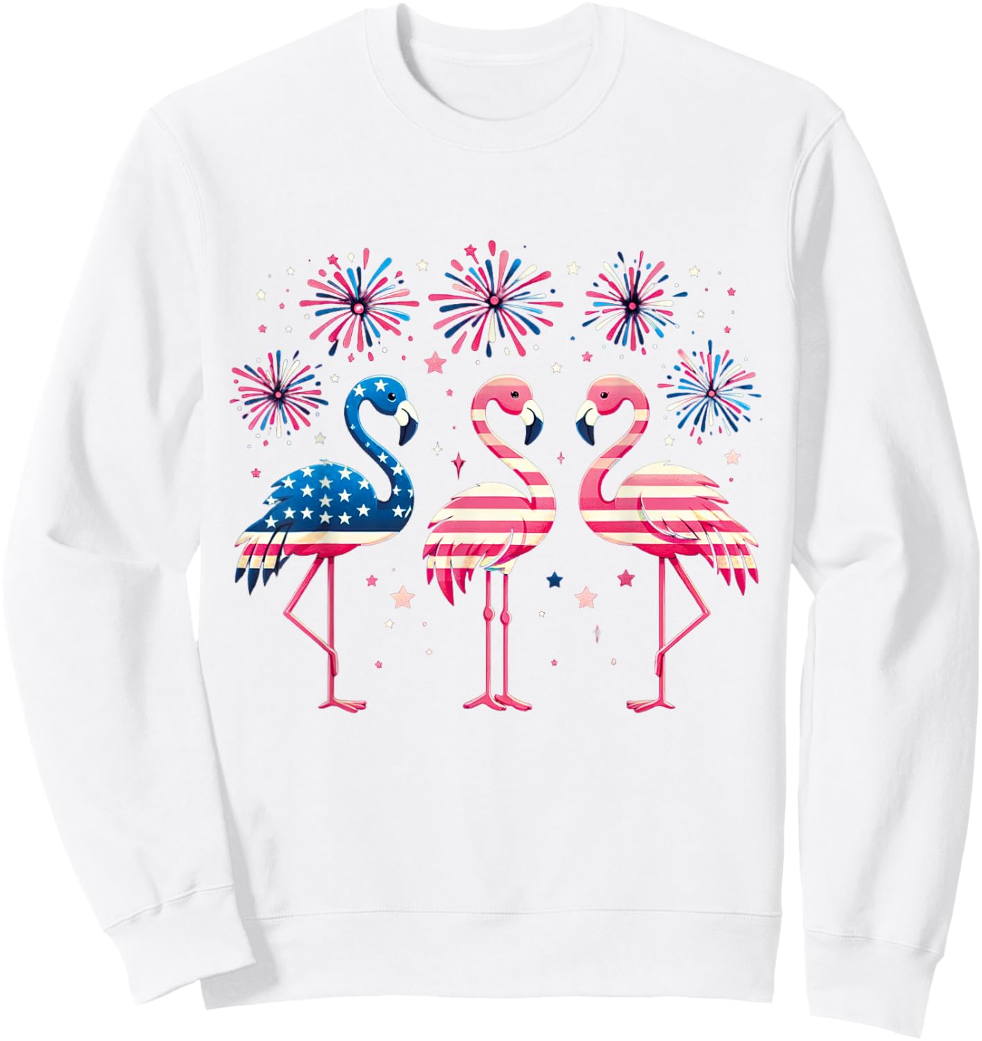 Patriotic Flamingo Firework Red And White Flamingo 4th July Kids Men Sweatshirt - Sweatshirt | White