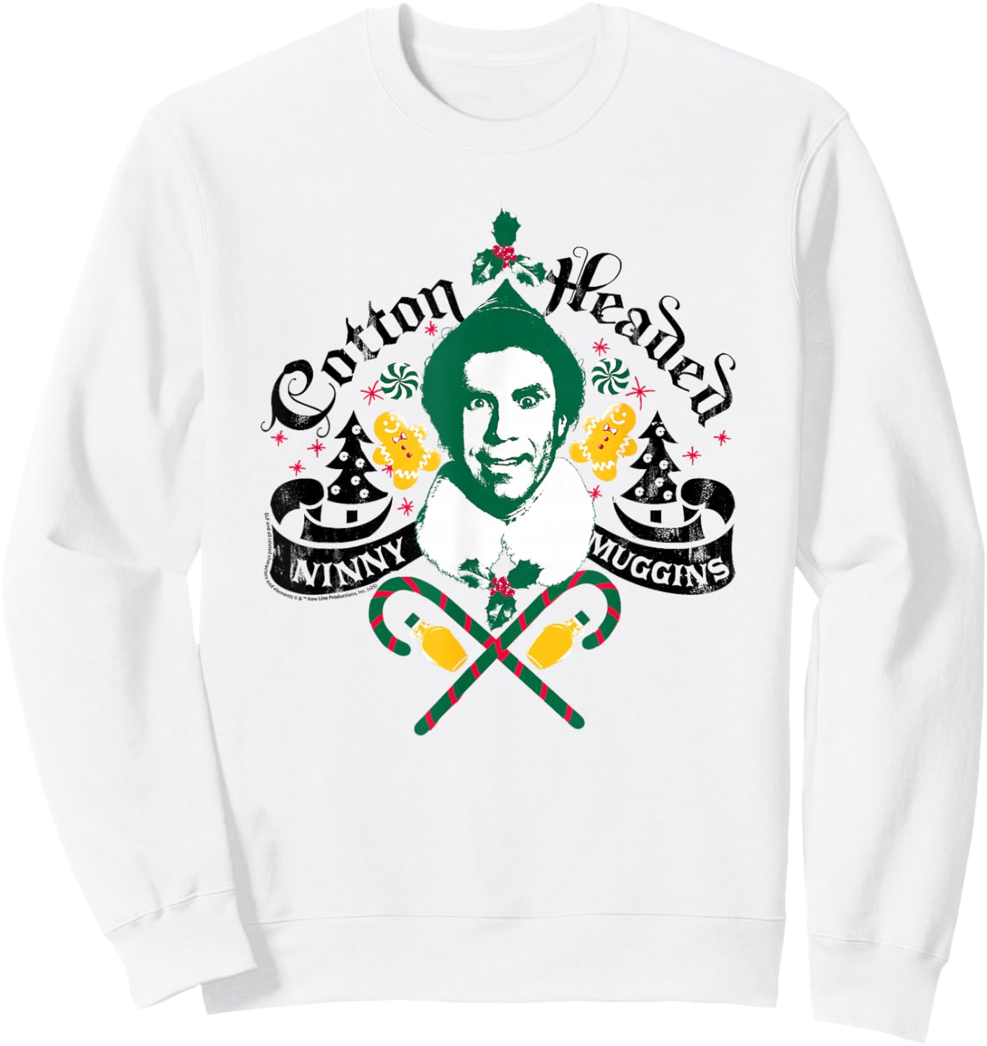 Elf Cotton Headed Ninny Muggins Christmas Sweatshirt - Sweatshirt | White