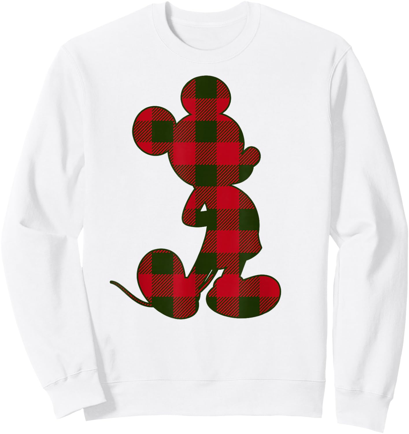 Disney Mickey Mouse Christmas Plaid Silhouette Fill Sweatshirt - Sweatshirt | White