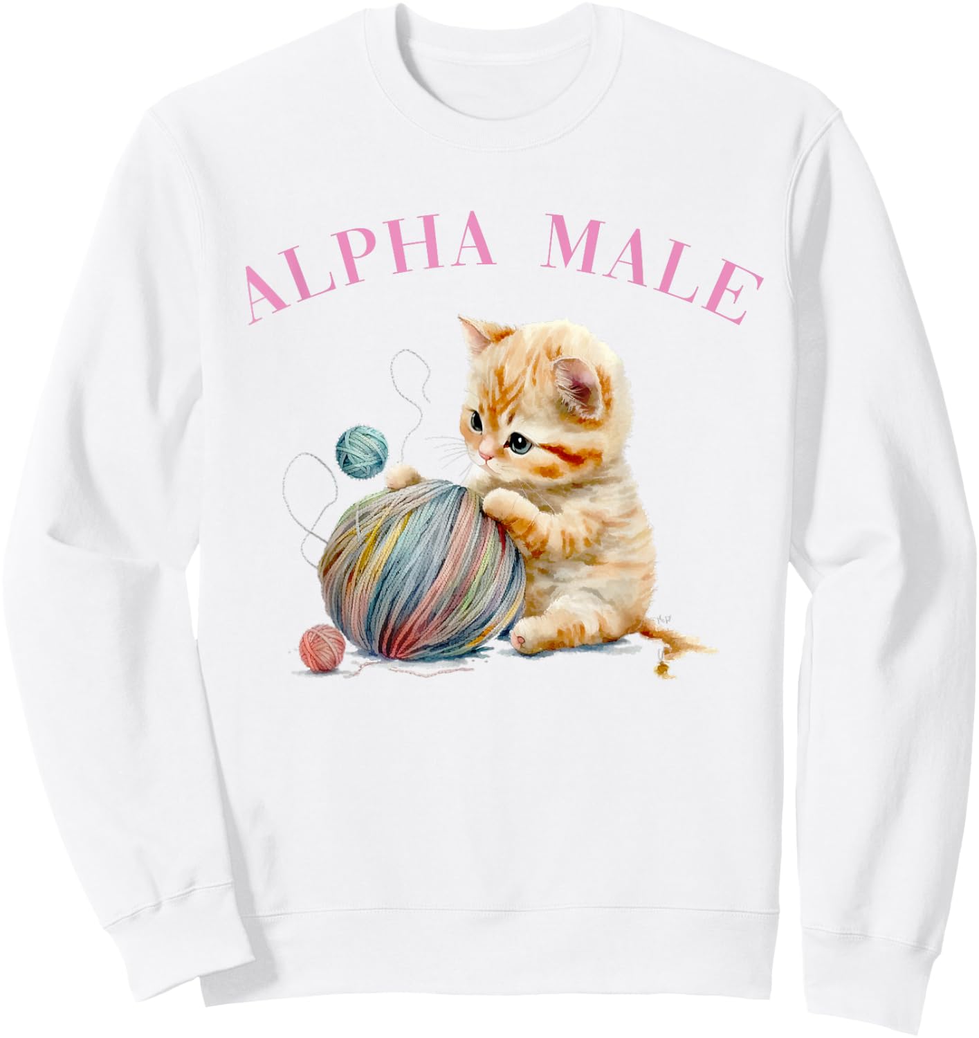 Alpha Male Cute Cat Funny Meme Ironic Kitten Sweatshirt - Sweatshirt | White
