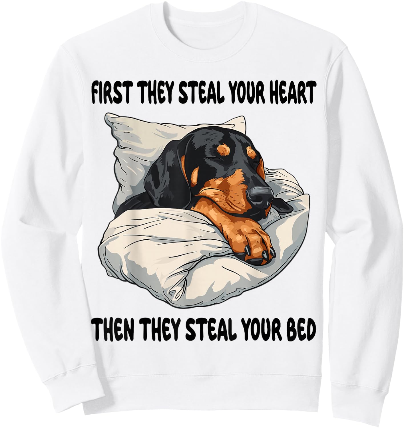 Black And Tan Coonhound Sleeping Pajamas Nightgown Sweatshirt - Sweatshirt | White