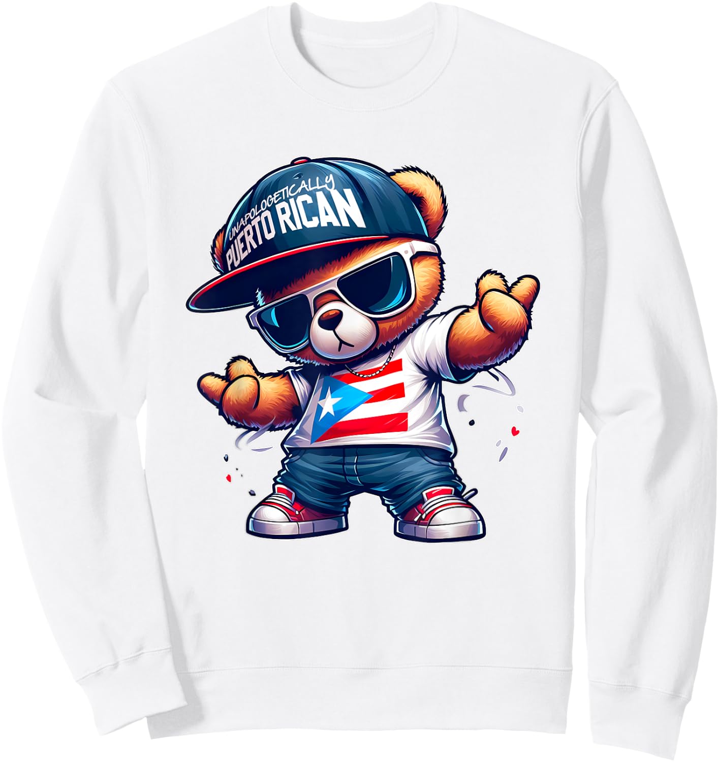 Teddy Bear Proud Puerto Rico Flag Shirt Boricua Puerto Rican Sweatshirt - Sweatshirt | White