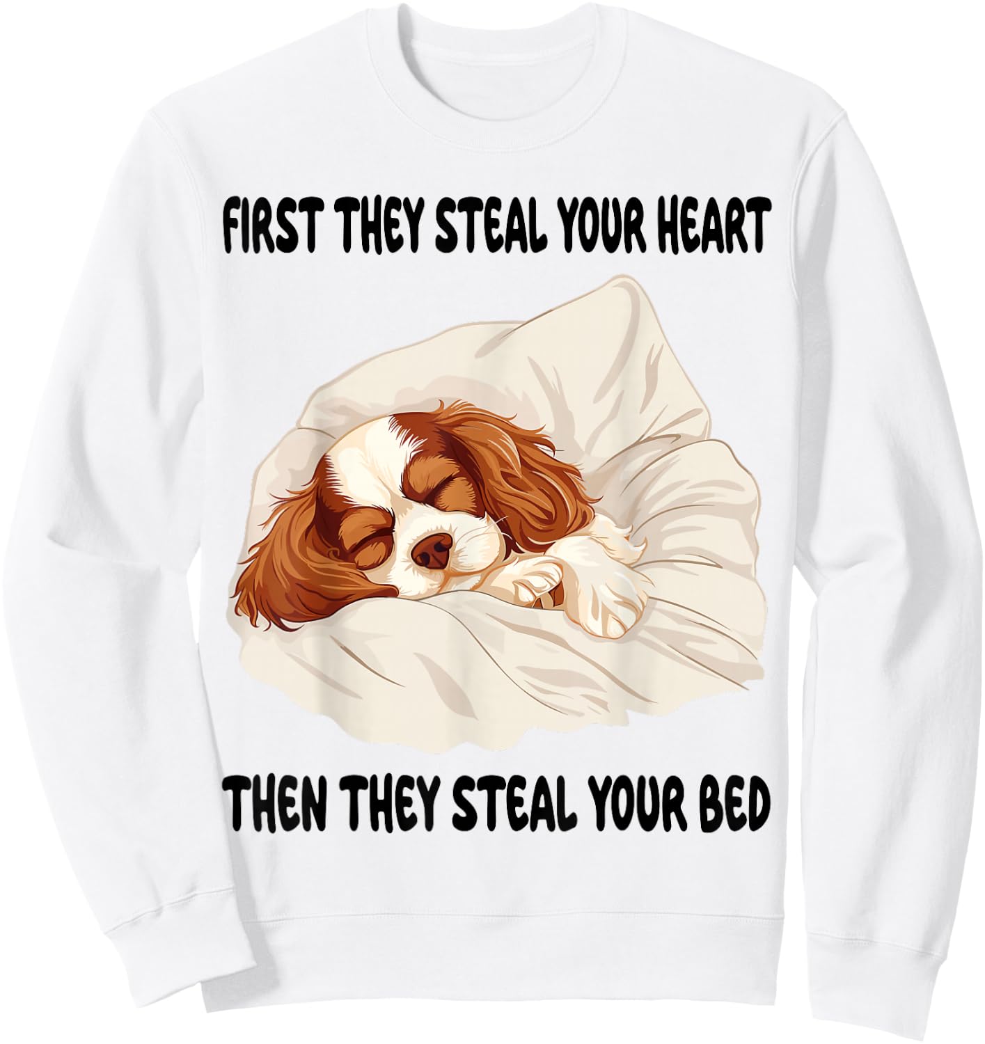 Cavalier King Charles Spaniel Sleeping Pajamas Nightgown Sweatshirt - Sweatshirt | White