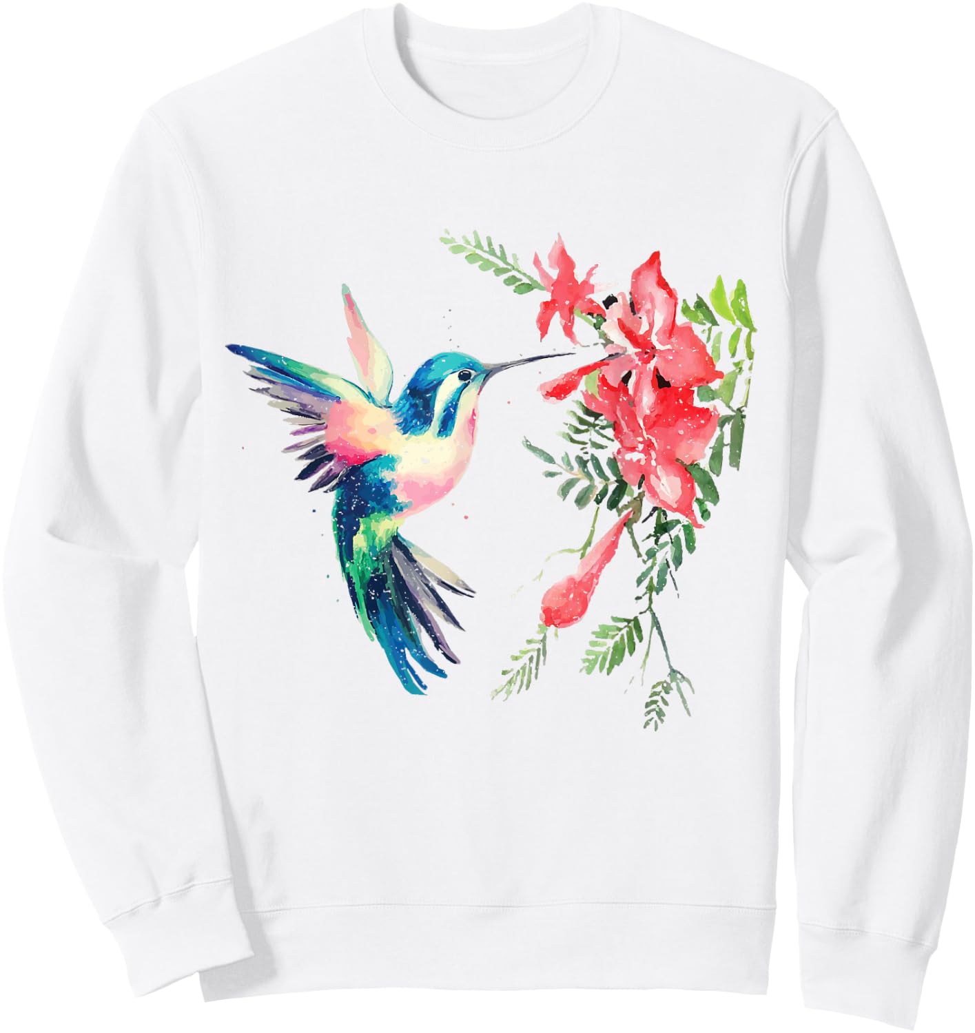 Rainbow Color Hummingbird Funny Bird Lover Gift Sweatshirt - Sweatshirt | White