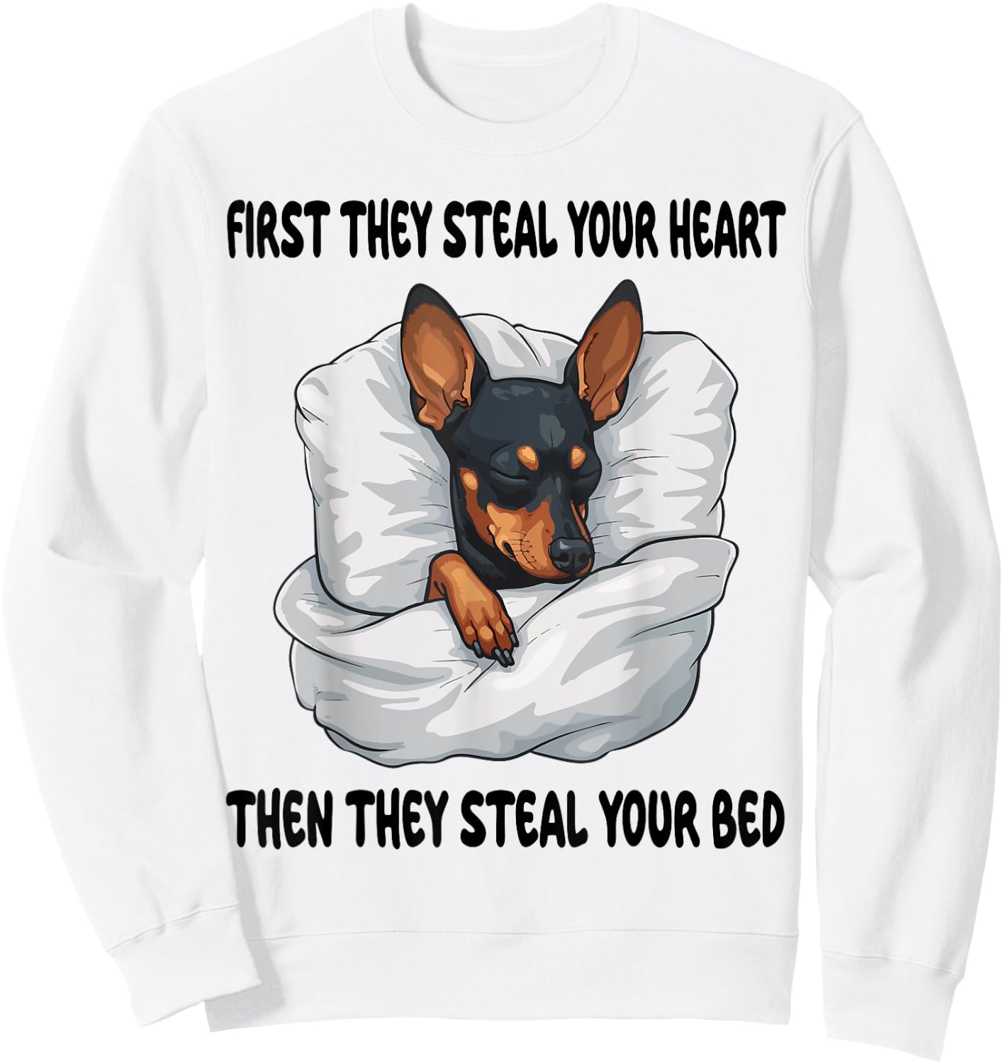 Miniature Pinscher Sleeping Pajamas Nightgown Sweatshirt - Sweatshirt | White
