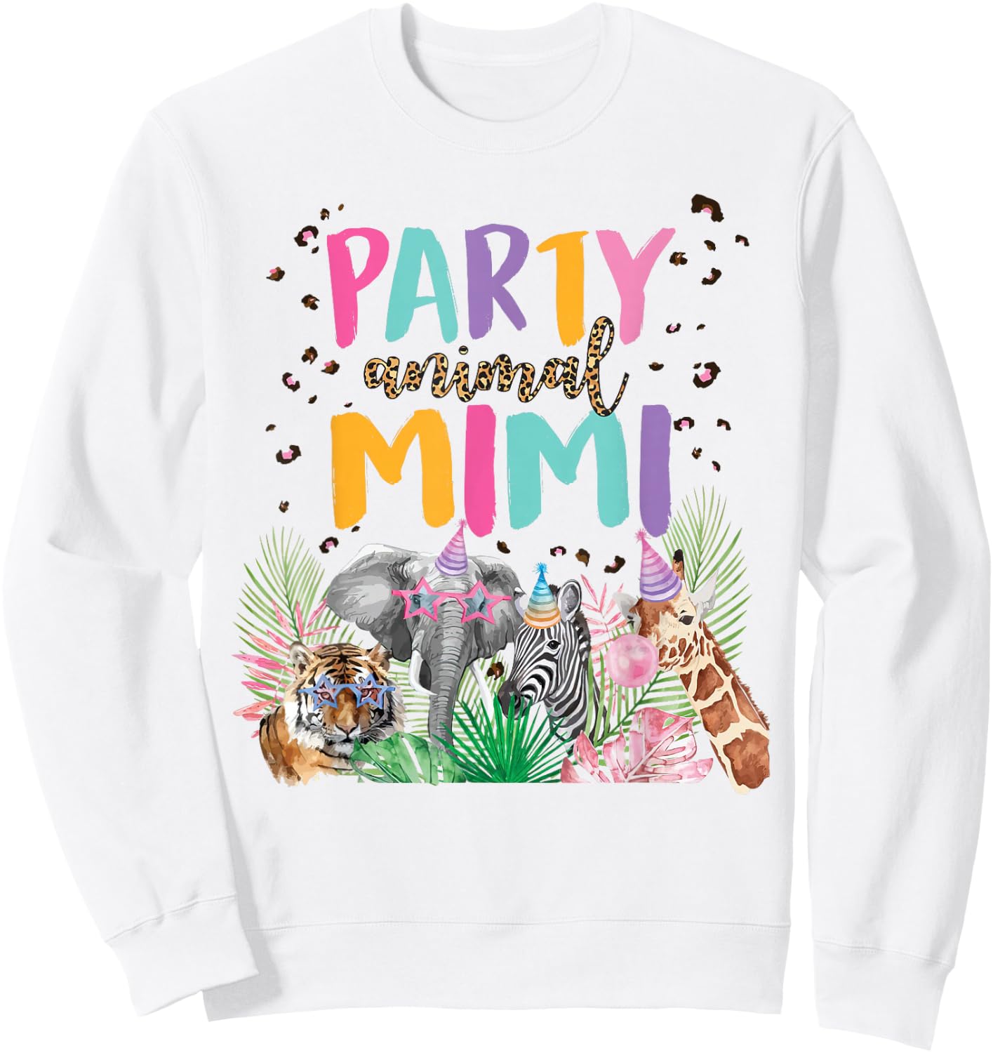 Mimi Of The Birthday Boy Girl Zoo Theme Animal Party Sweatshirt - Sweatshirt | White