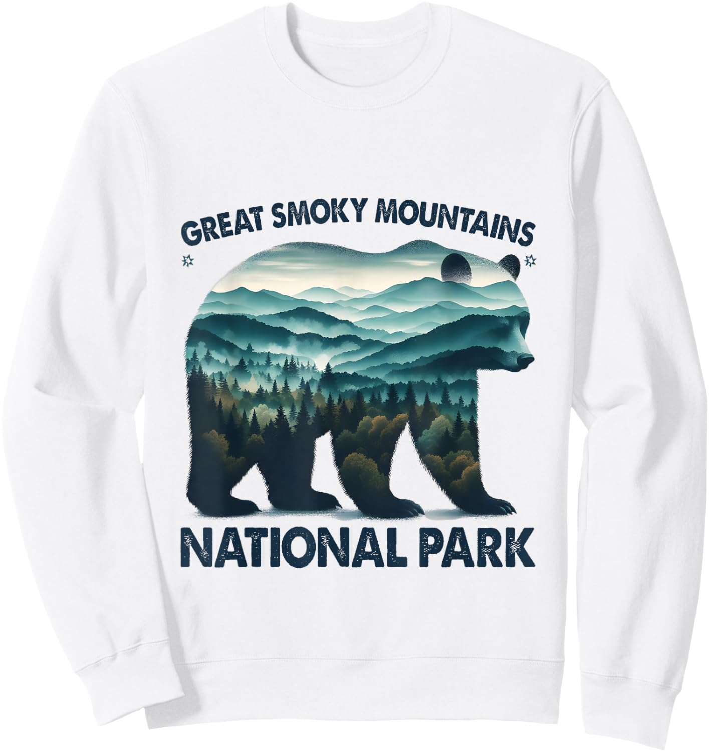 Great Smoky Mountains National Park Bear Hiking Camping Sweatshirt - Sweatshirt | White