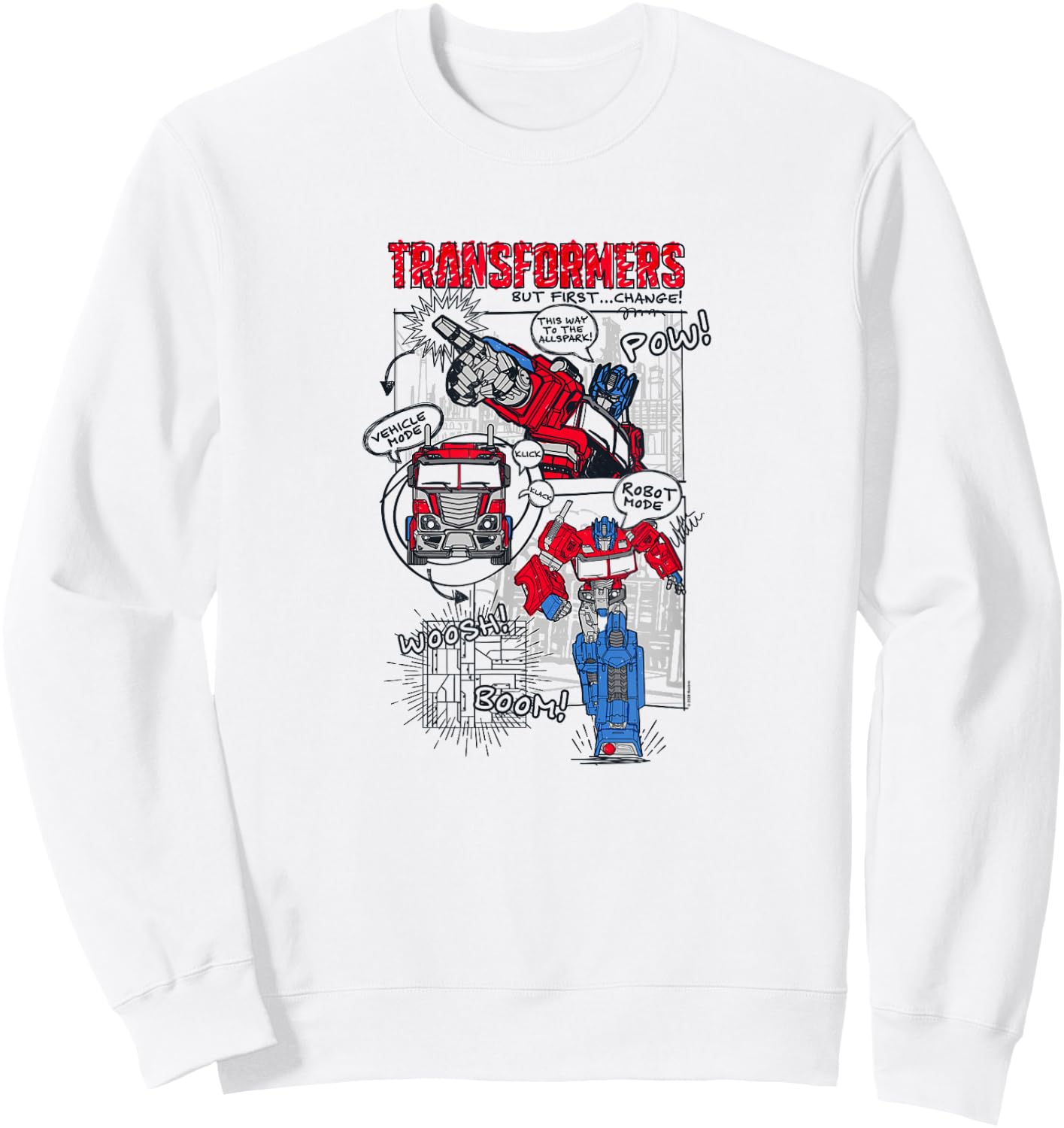 Transformers Optimus Prime Transformation Comic Strip Sweatshirt - Sweatshirt | White