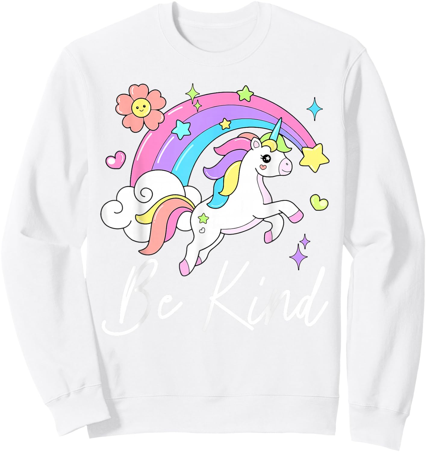Be Kind Stop Bullying Unicorn Rainbow Unity Day Wear Orange Sweatshirt - Sweatshirt | White