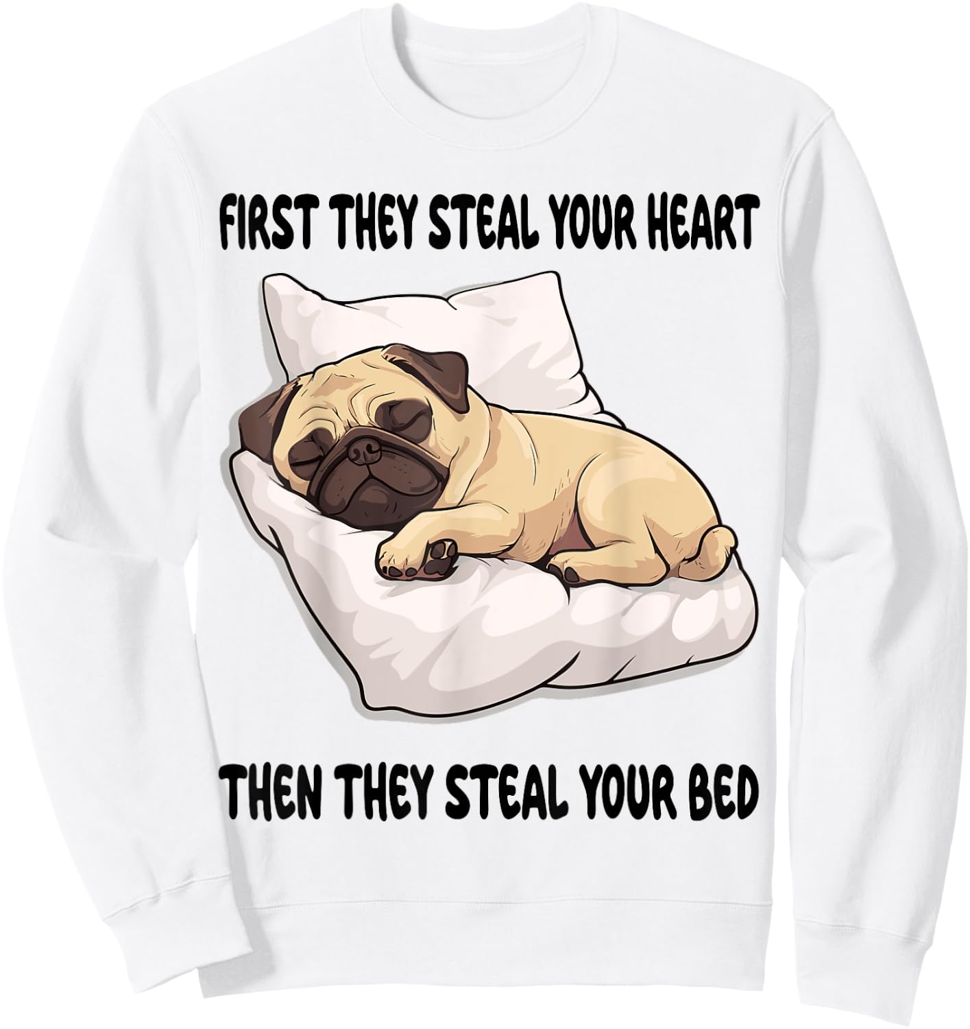 Pug Sleeping Pajamas Nightgown Sweatshirt - Sweatshirt | White