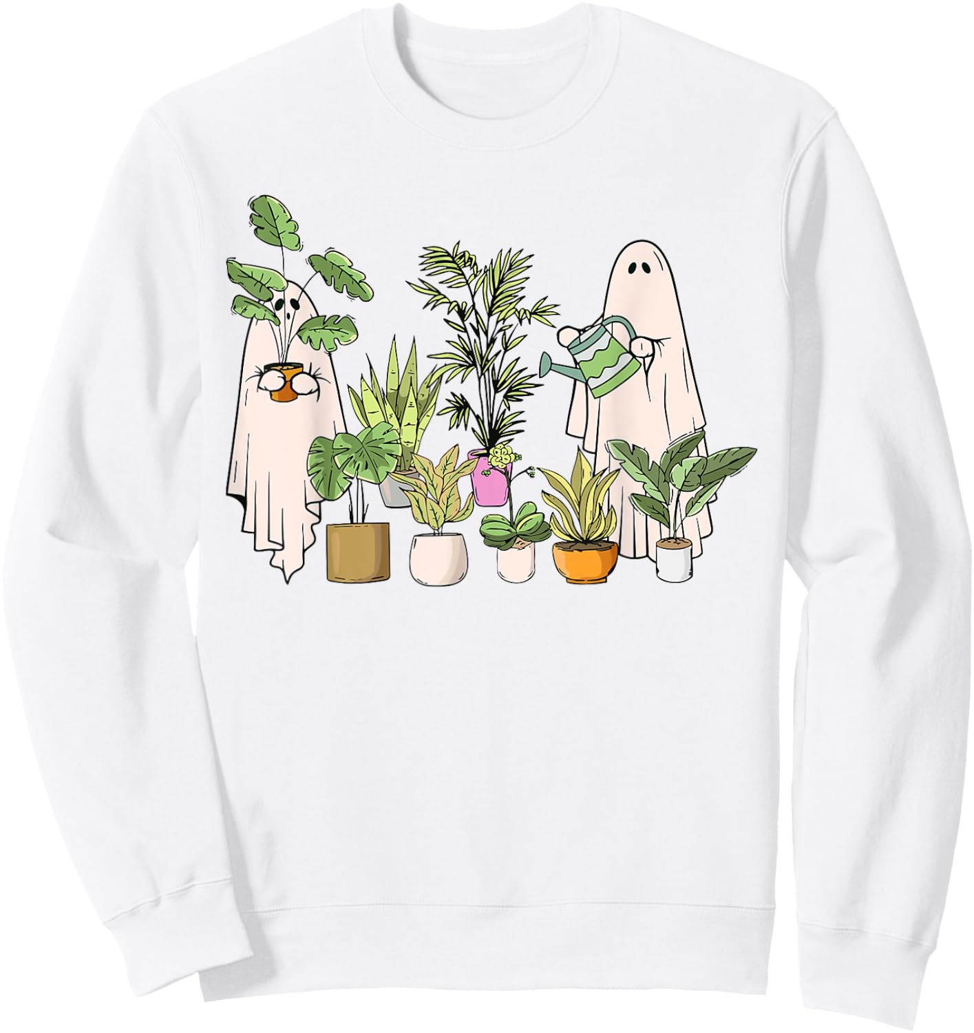 Ghost Plant Lady Halloween Gardening Plant Houseplant Lovers Sweatshirt - Sweatshirt | White