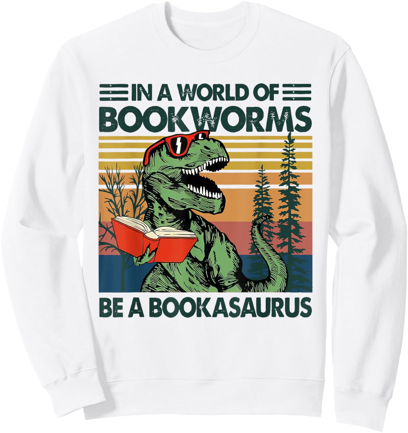 In A World Of BookWorms Be A BookAsaurus Vintage Sweatshirt - Sweatshirt | White