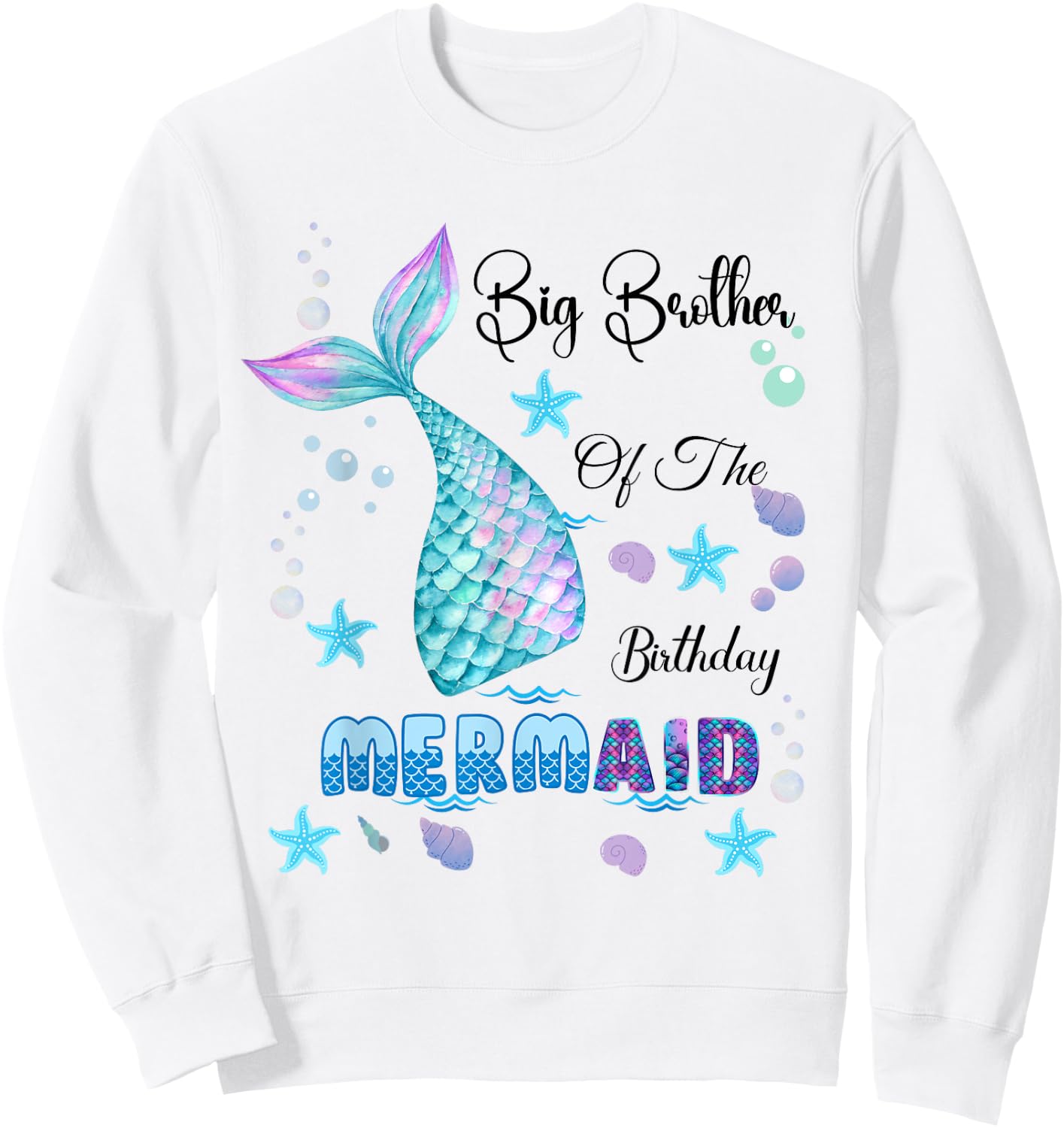 Big Brother Of The Birthday Mermaid Bday Party Mermaid Kids Sweatshirt - Sweatshirt | White