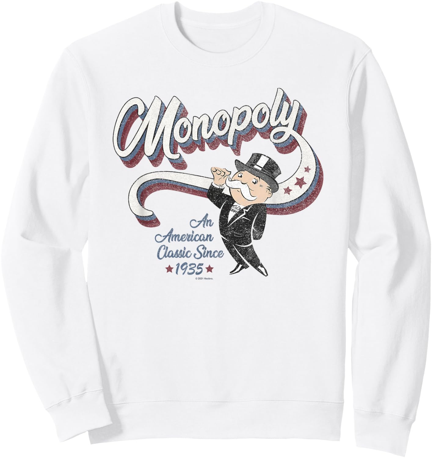 Hasbro Monopoly Americana 3D Logo Monopoly Man Classic Sweatshirt - Sweatshirt | White