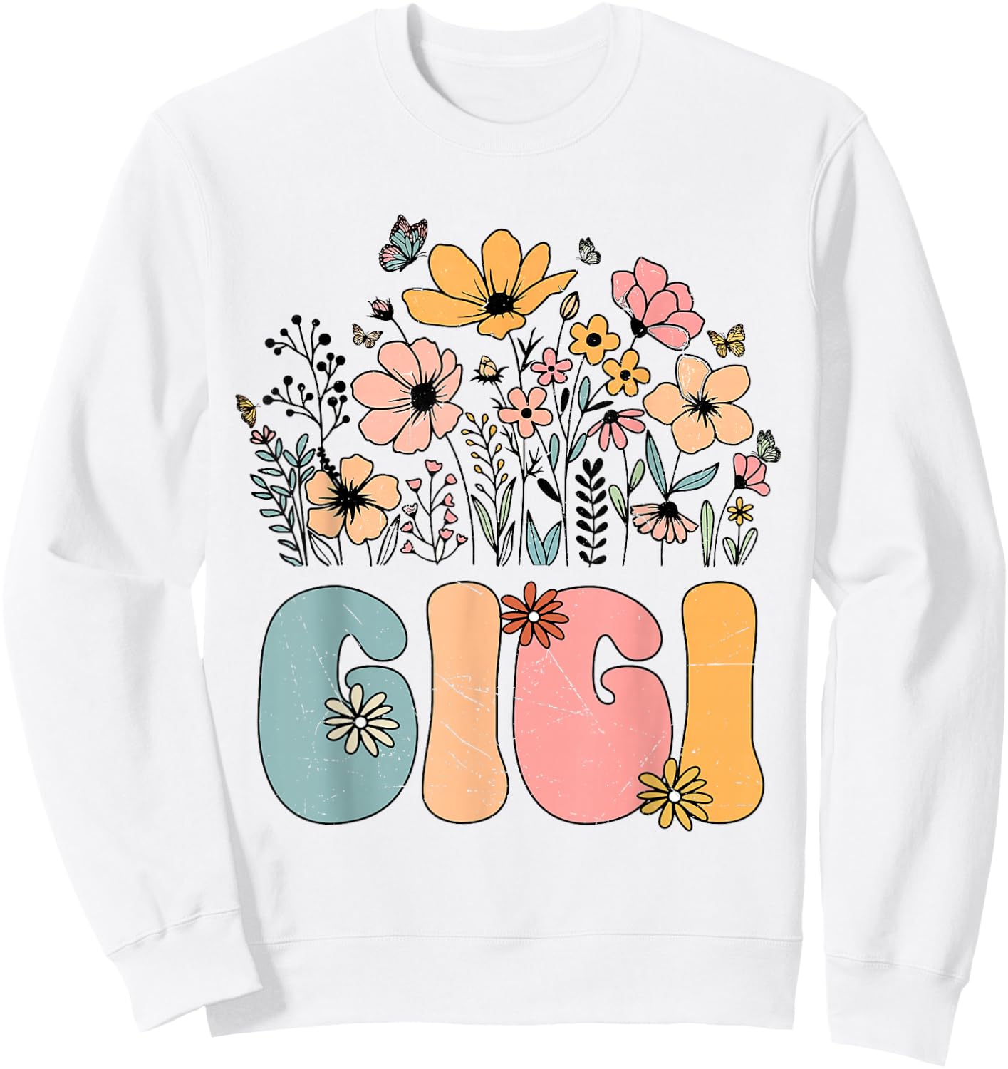 Wildflower Gigi for Grandma Grandmother Announcement Sweatshirt - Sweatshirt | White