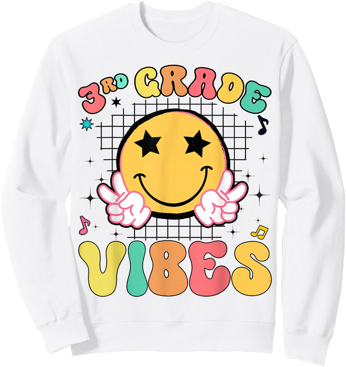 Girls 3rd Grade Vibes Smile Face Back to School Third grade Sweatshirt - Sweatshirt | White