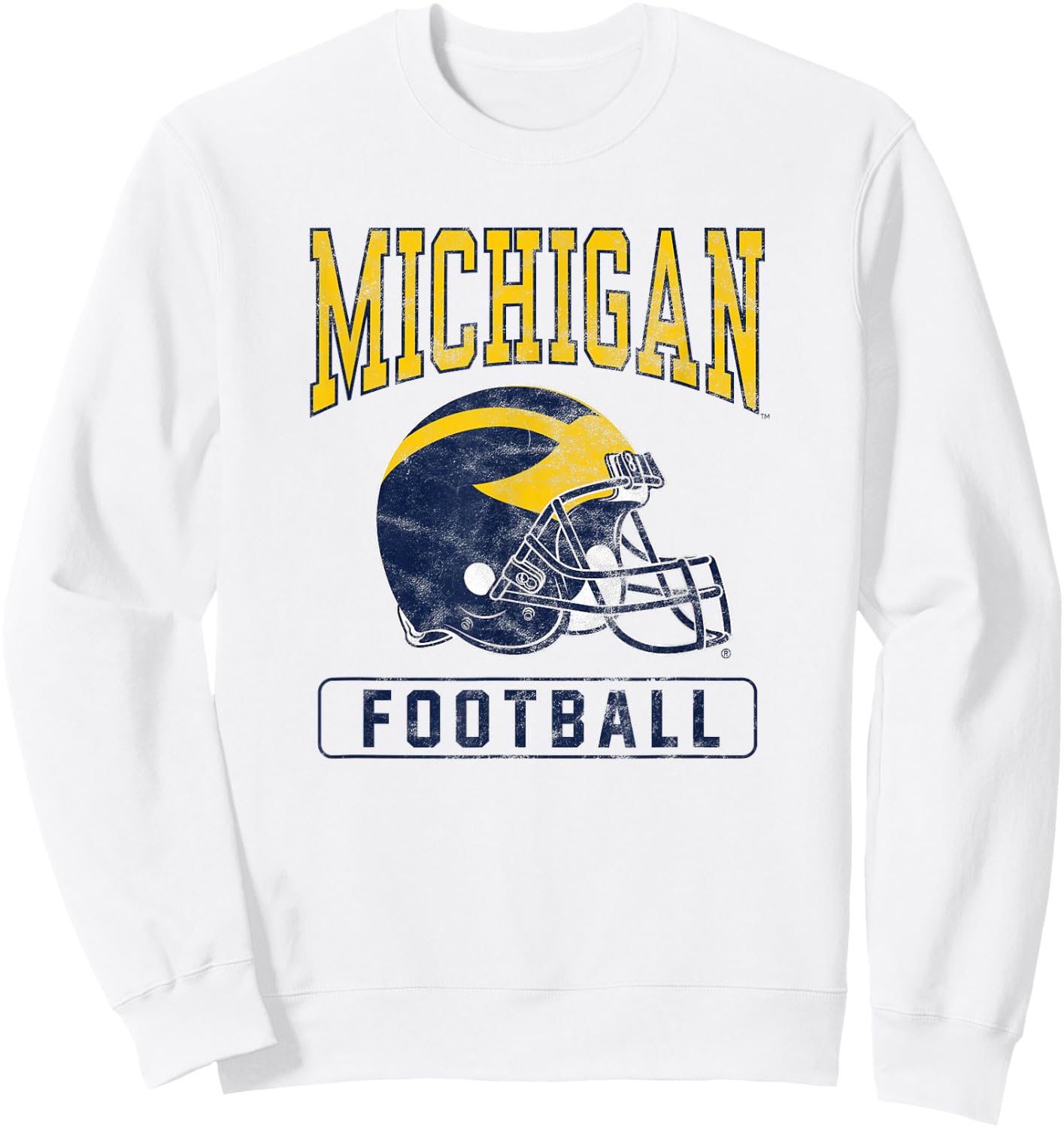 University of Michigan Wolverines U of M Football Helmet Sweatshirt - Sweatshirt | White