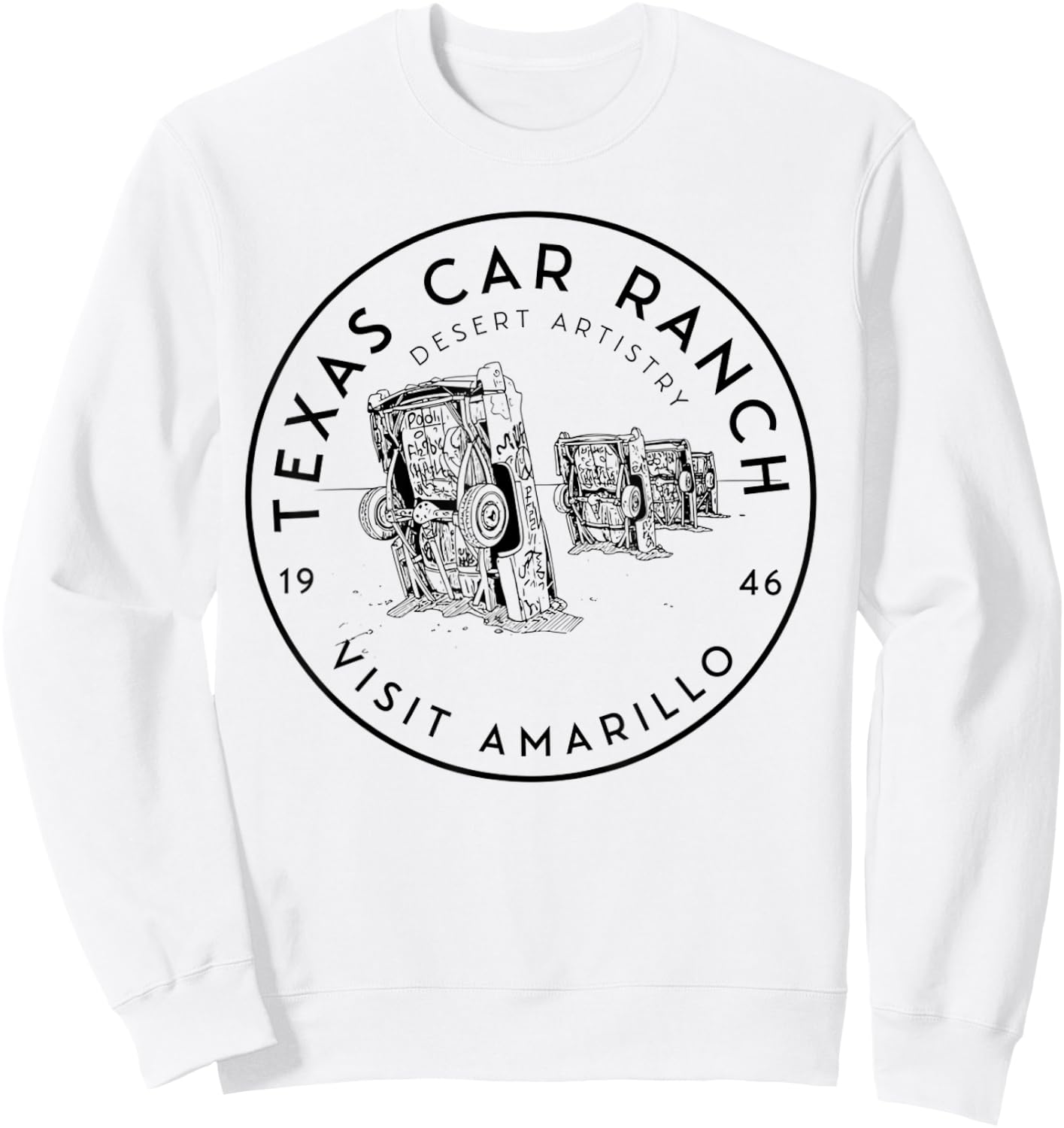 Texas Car Ranch - Visit Amarillo Landmark Logo Sweatshirt - Sweatshirt | White