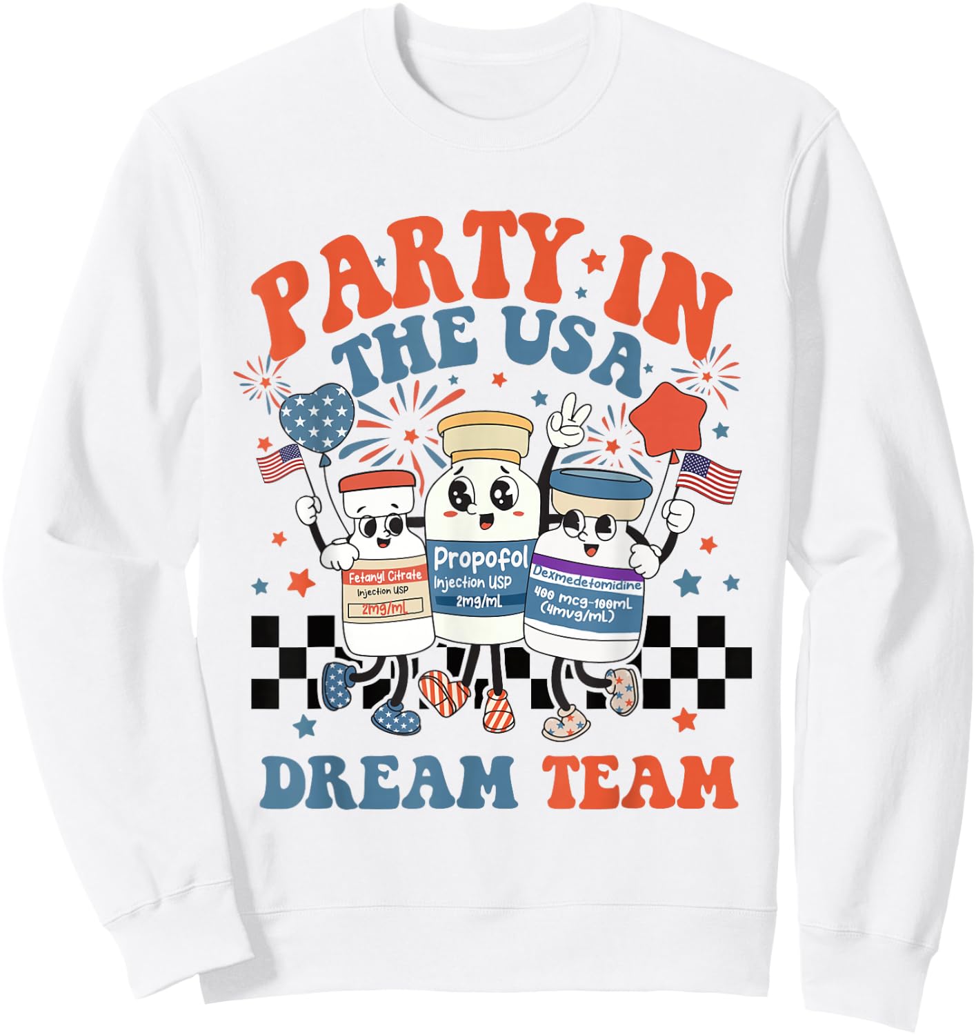 ICU Nurse 4th July Anesthesiologist Surgical Medical Student Sweatshirt - Sweatshirt | White