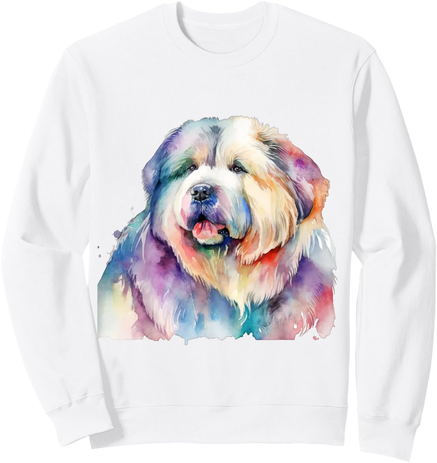 Caucasian Ovcharka Dog Colorful Watercolor Dog Women Kids Sweatshirt - Sweatshirt | White