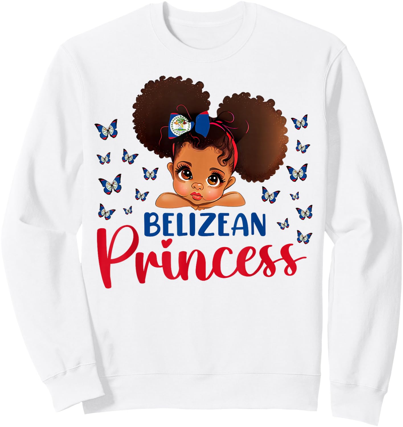 Belizean Princess Belize for Black Girls Kids Sweatshirt - Sweatshirt | White