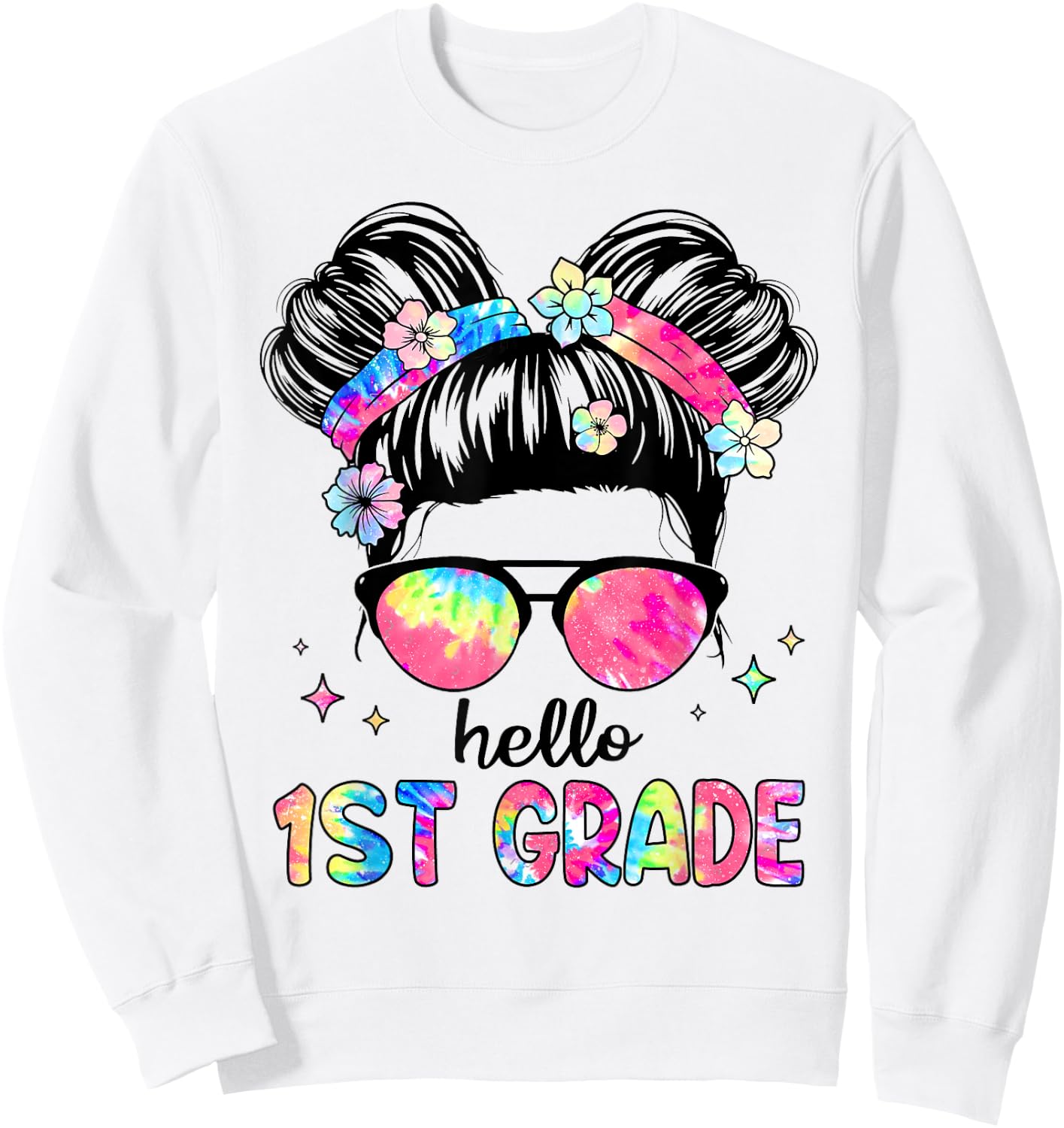 Hello First Grade Teacher 1st Grade Girl Kids Back to School Sweatshirt - Sweatshirt | White
